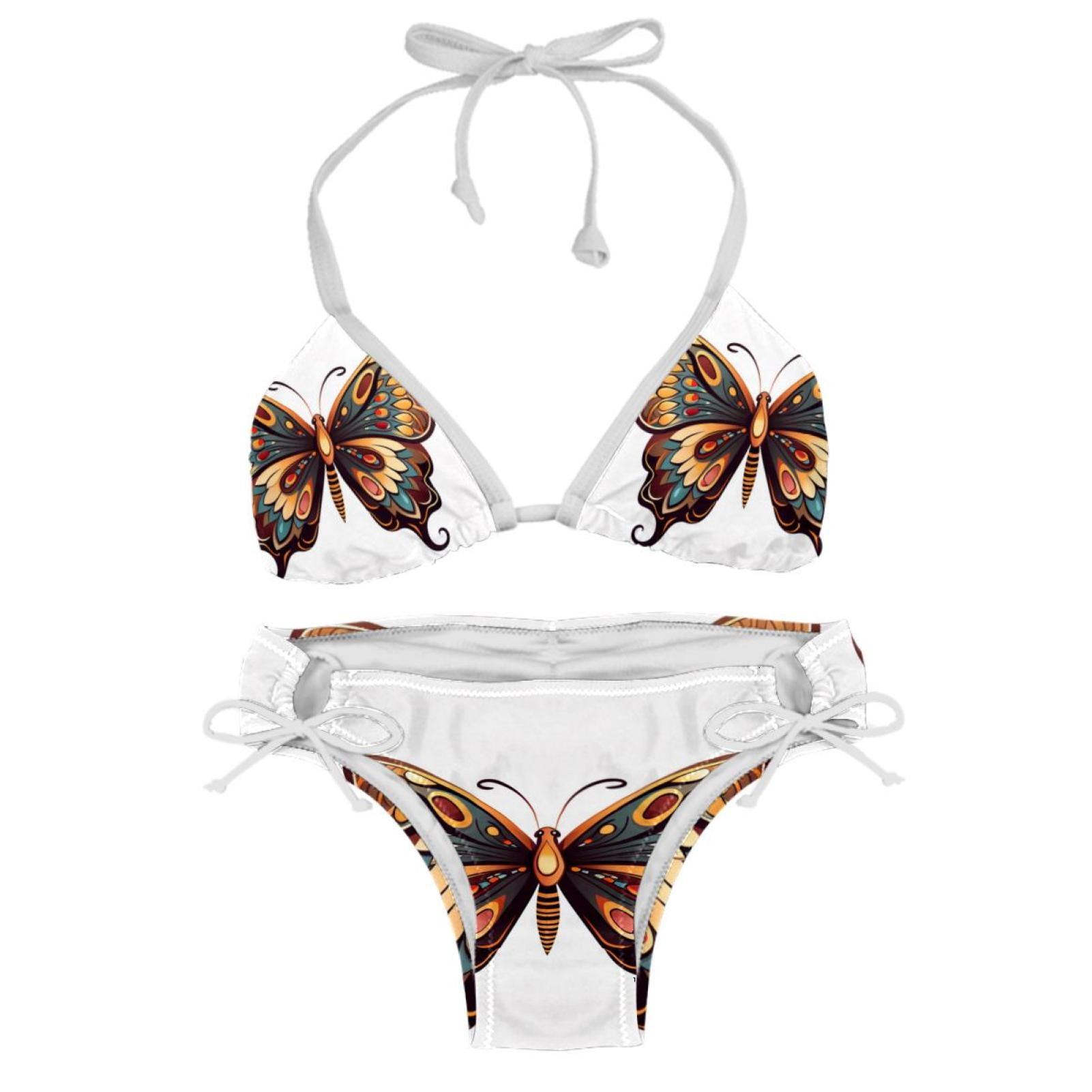 Butterfly Detachable Sponge Adjustable Strap Two Pack Bikini Set