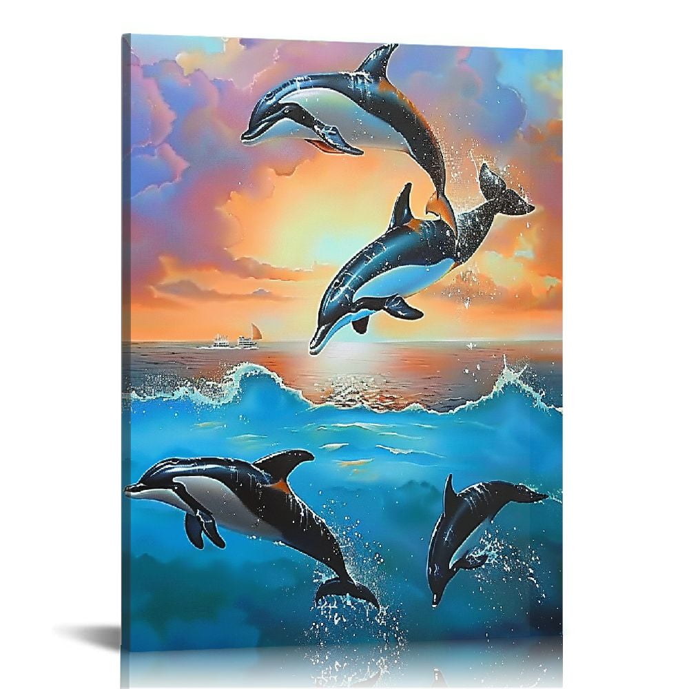 CANFLASHION Coastal Whale Decor Wall Art Ocean Whale Bathroom Wall Art