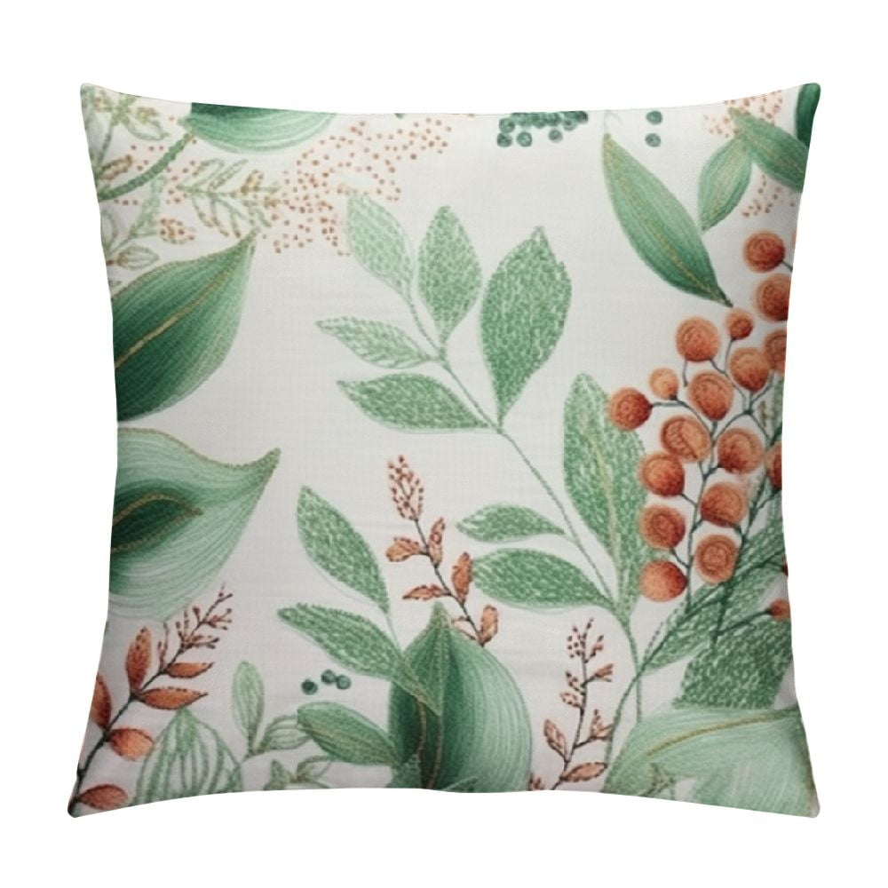 Canflashion Throw Pillow Covers Spring Sage Green Eucalyptus Leaf