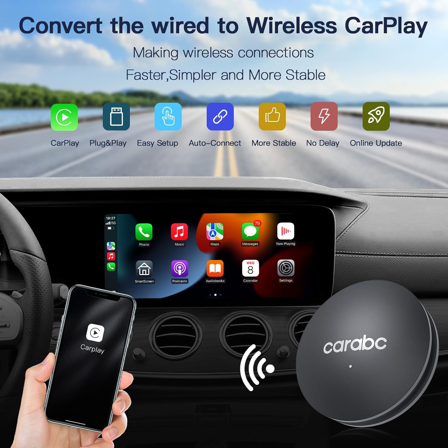 New Upgrade Wireless Carplay Adapter Plug Play Suitable For