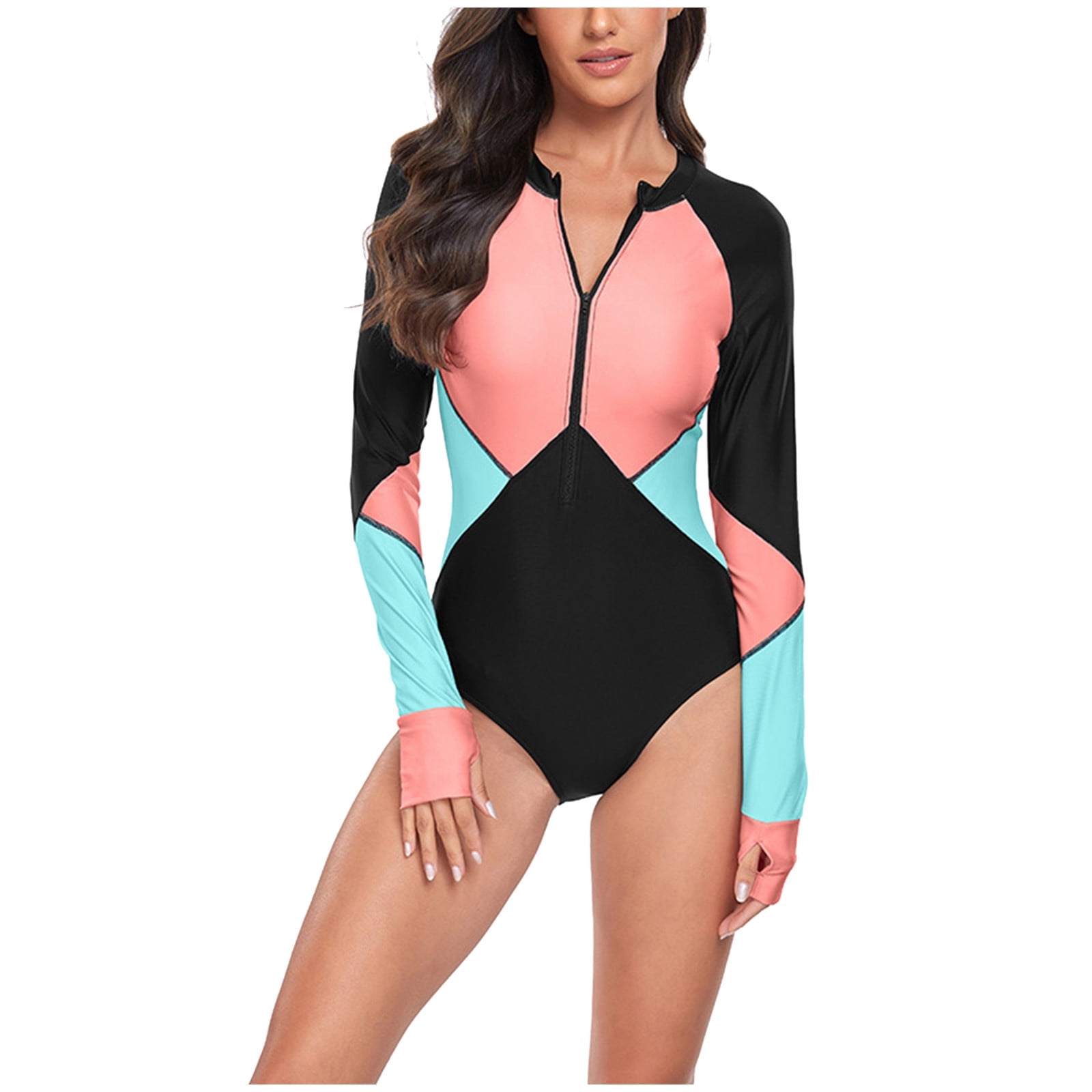 Chuou One Piece Swimsuits For Women Tummy Control Long Sleeve Zipper