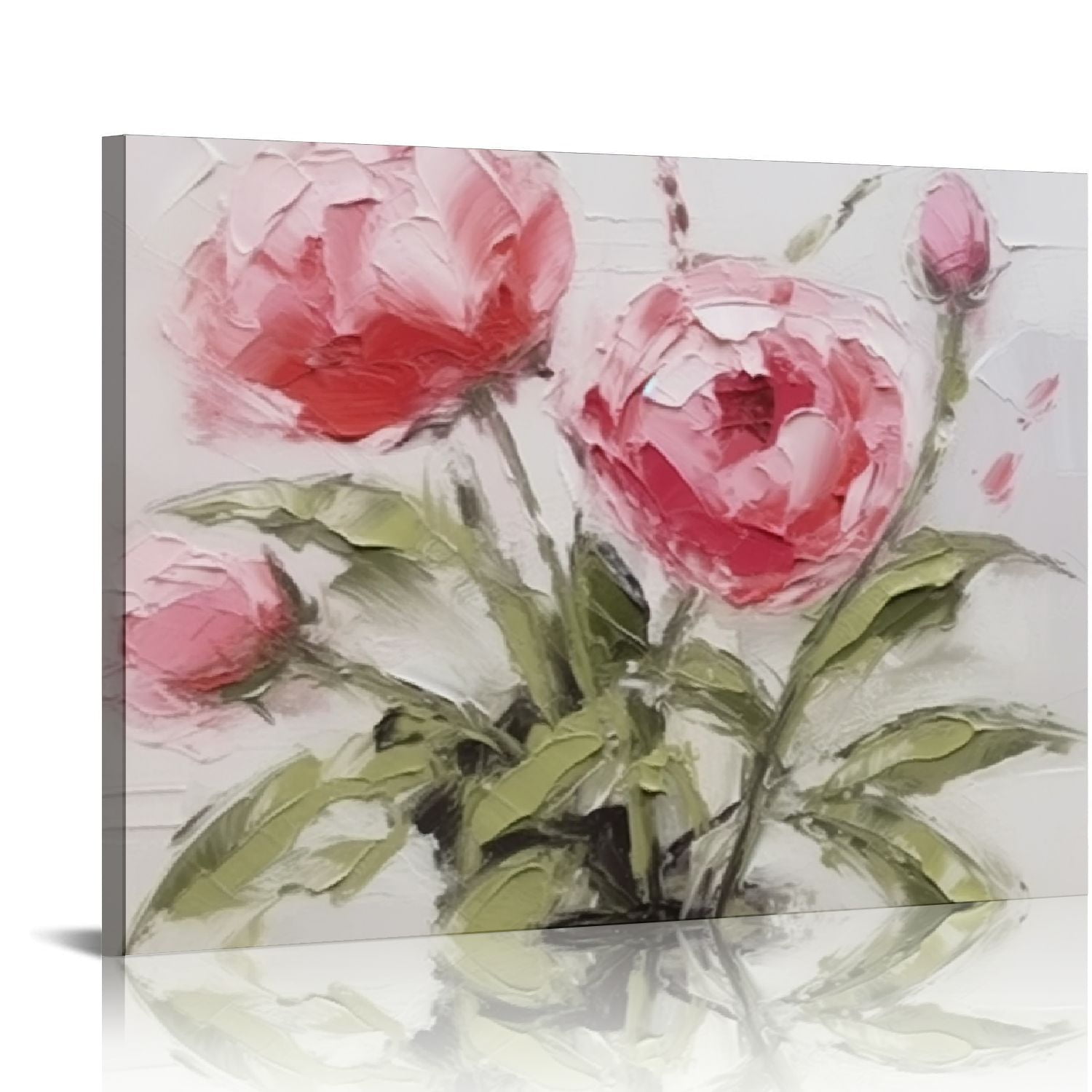 Comio Flowers Pictures Wall Decor Rose Wall Art Pink Floral Canvas