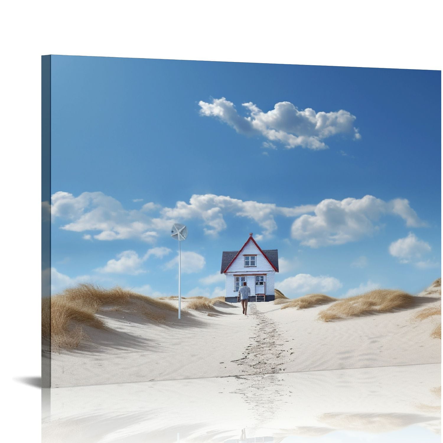 COMIO Small Beach Scene Bathroom Wall Art Beach Path Coastal Canvas