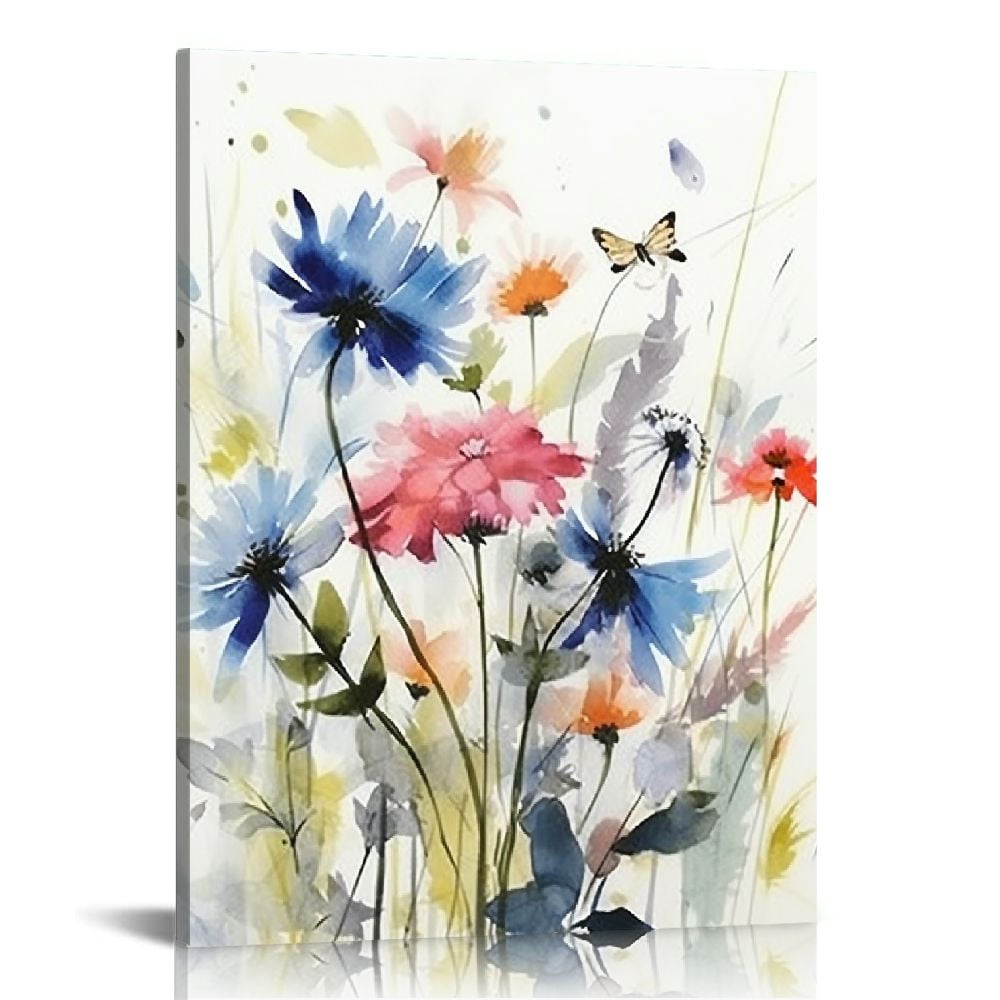 COMIO Watercolor Wild Flower Wall Art Painting Colorful Giclee Printed