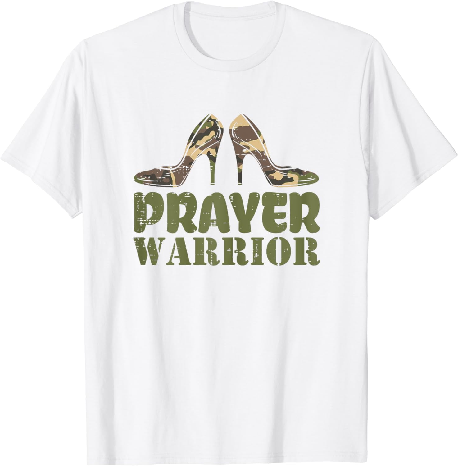 Camo Heels Prayer Warrior Faith God Jesus Christian Women T Shirt