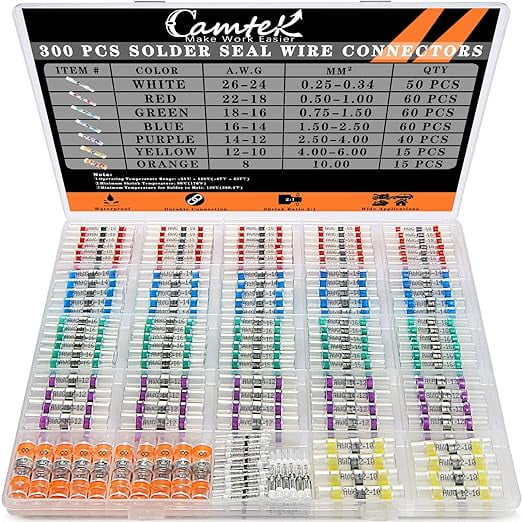 Camtek Pcs Solder Seal Wire Connectors Awg Self Soldering Heat