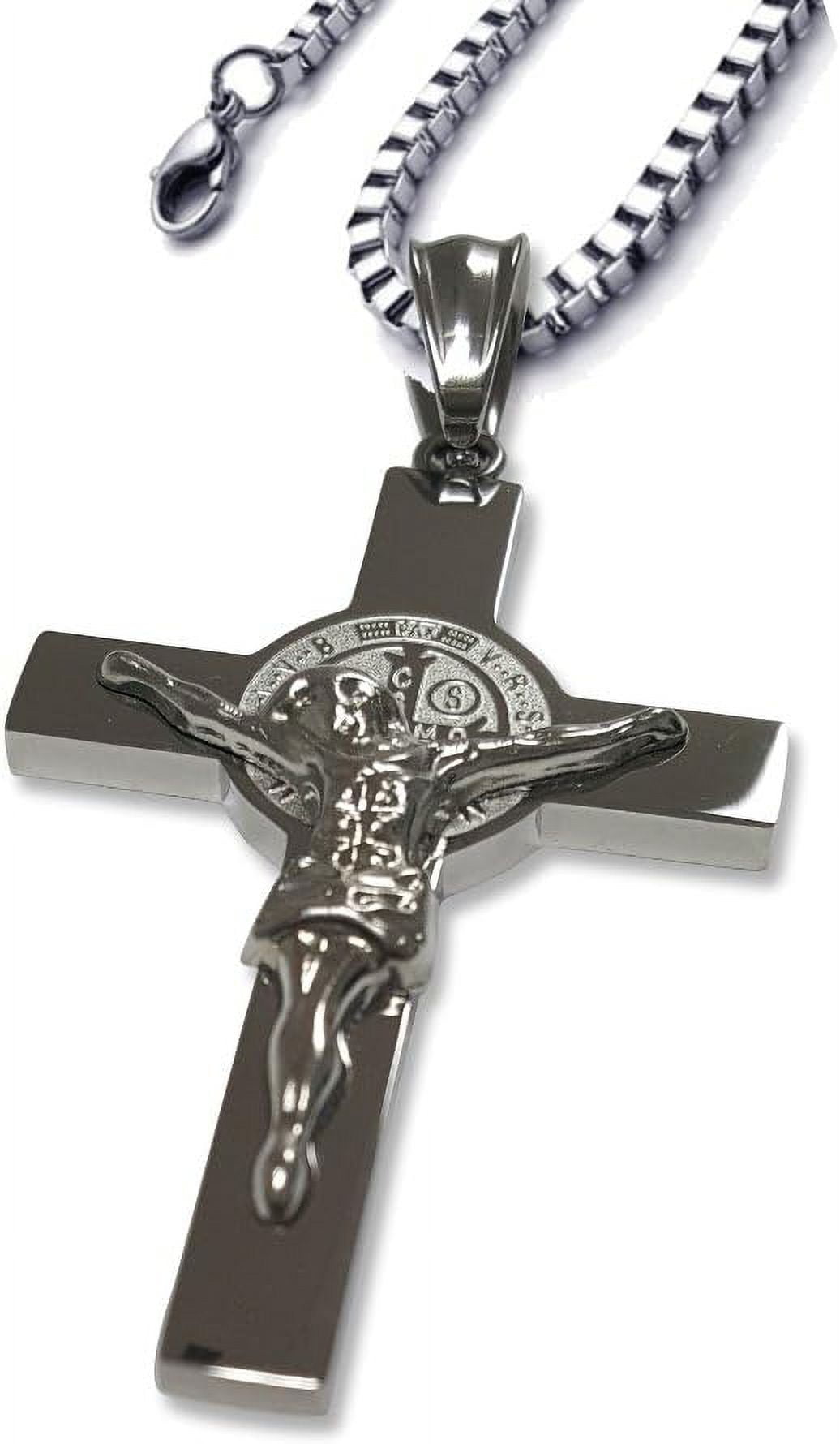 Catholic Stainless Steel Saint Benedict Crucifix San Benedicto St