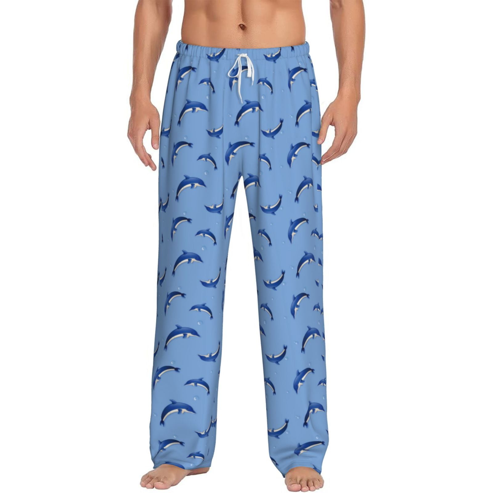 Cauagu Party Shark Cute Mens Pajama Pants Sleep Lounge Pants Pj