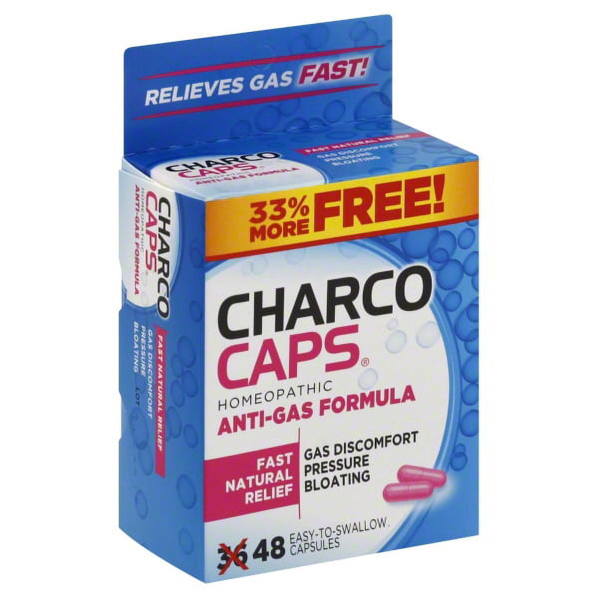 CharcoCaps Activated Charcoal Detox Digestive Relief 48 Count