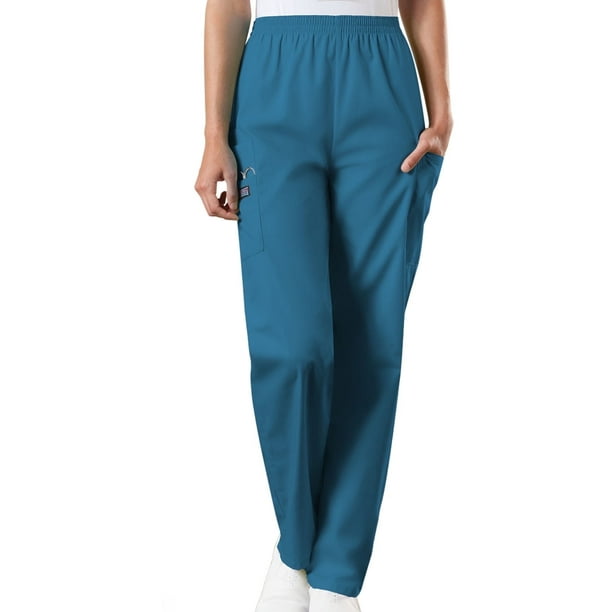 Cherokee Workwear Women's Scrubs Pant Natural Rise Tapered Pull-On Cargo 4200