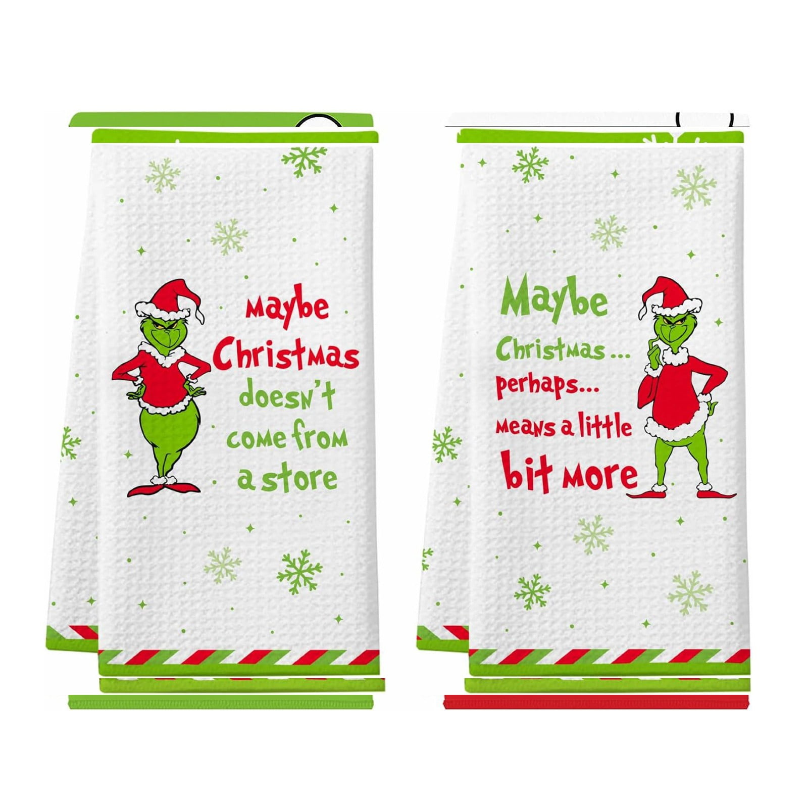 Christmas Decorations Grinch Ornaments Festive Holiday Kitchen Towels