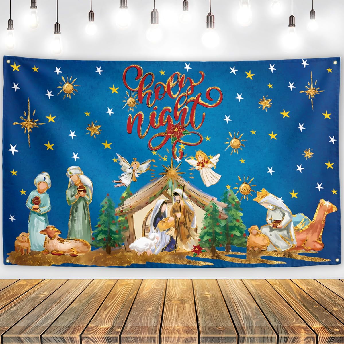 Christmas Nativity Backdrop Holy Nativity Banner Religious Scene Decor