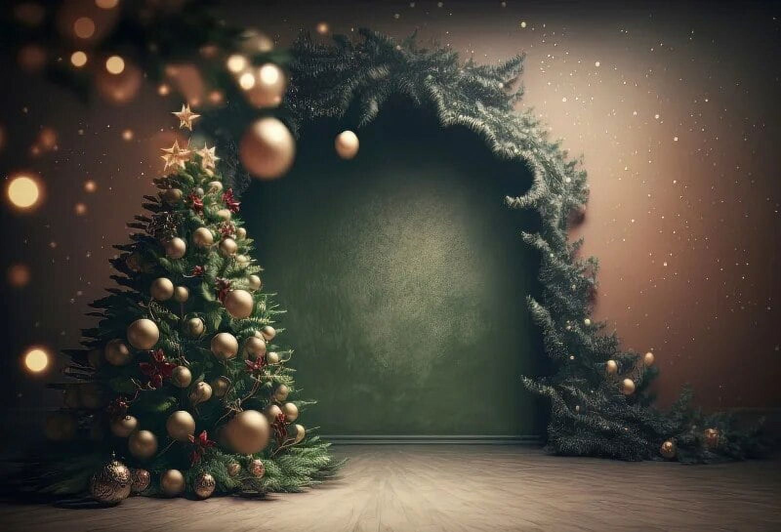 Christmas Rustic Wood Door Backdrop Winter Dreamy Light Bokeh Snowflake