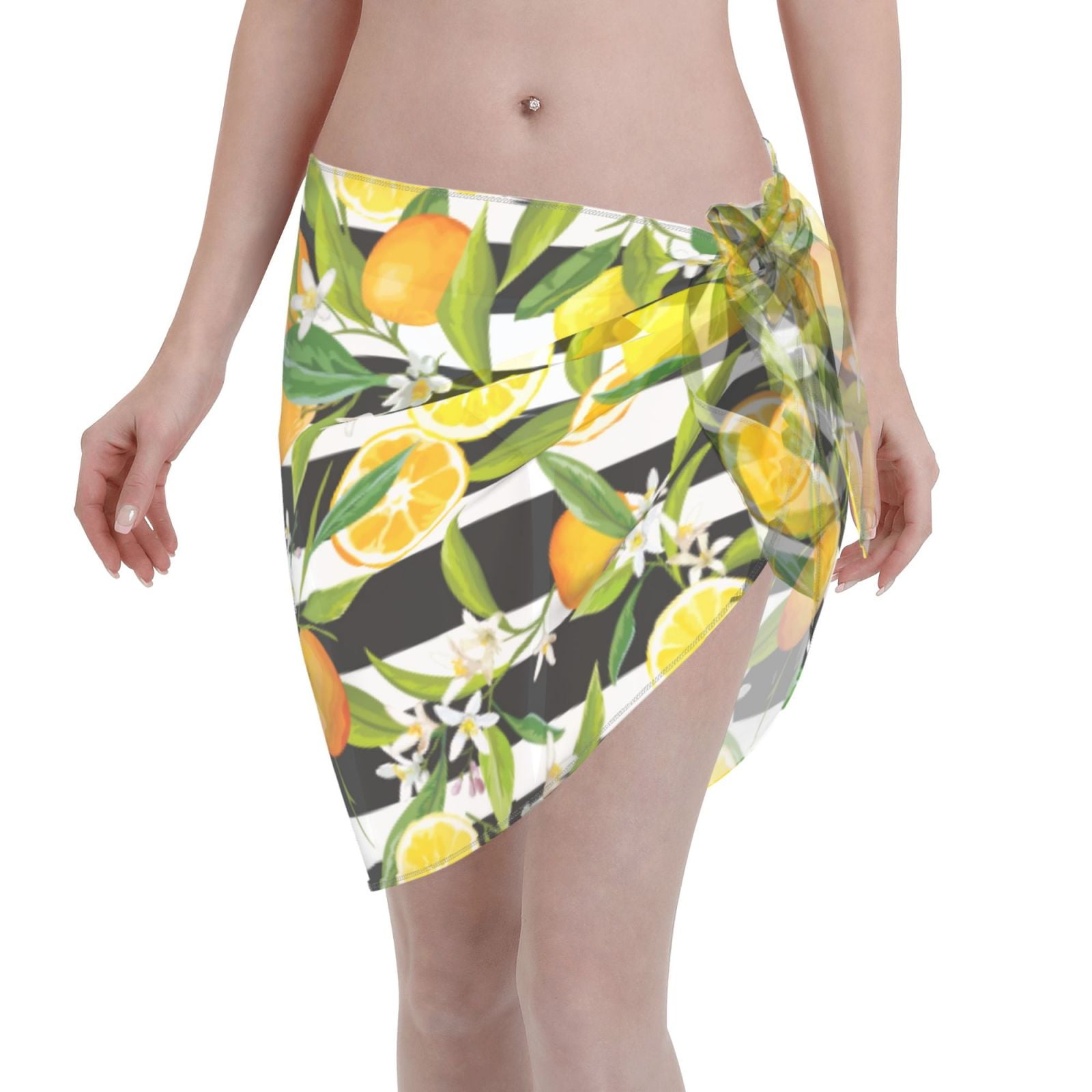 Coaee Orange And Lemon Women S Short Sarongs Beach Wrap Sheer Bikini