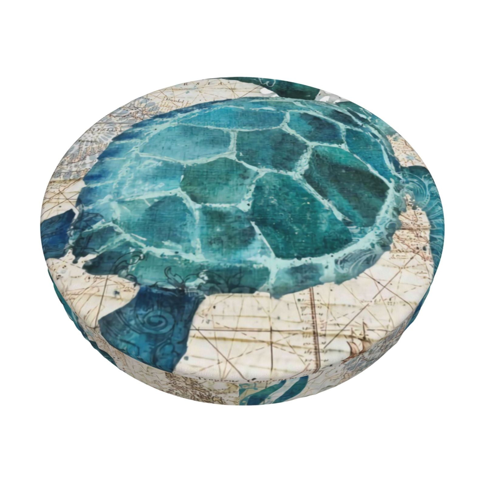 Coaee Watercolor Sea Turtle Round Bar Stool Seat Covers Washable Stool