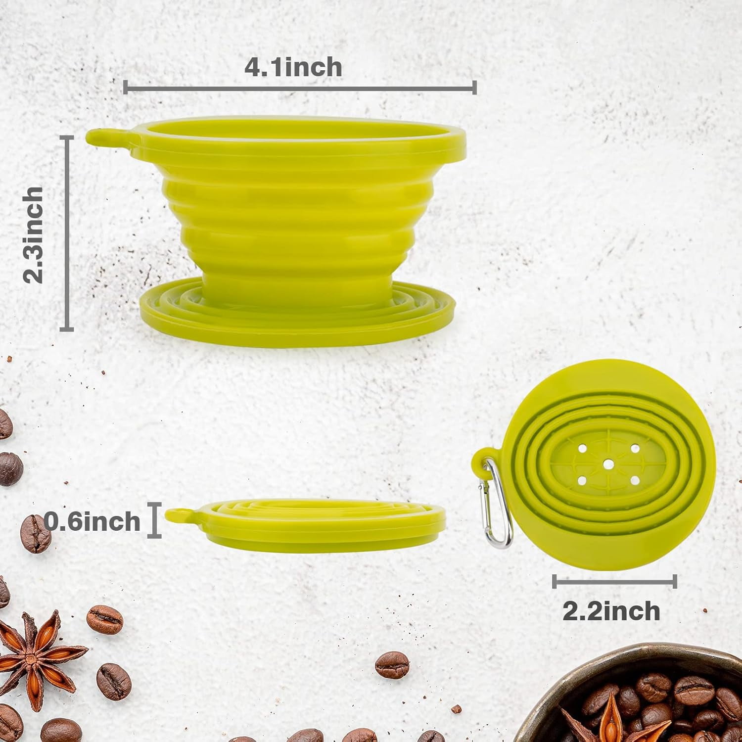 Collapsible Pour Over Coffee Dripper Silicone Reusable Cone Filter