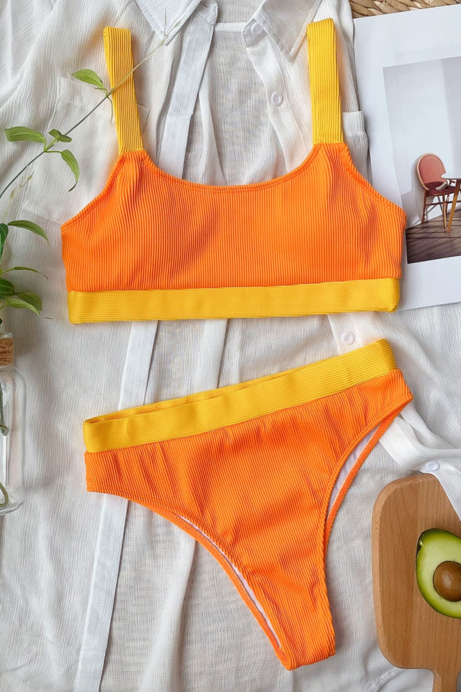 Color Block Scoop Neck Bikini Set Walmart