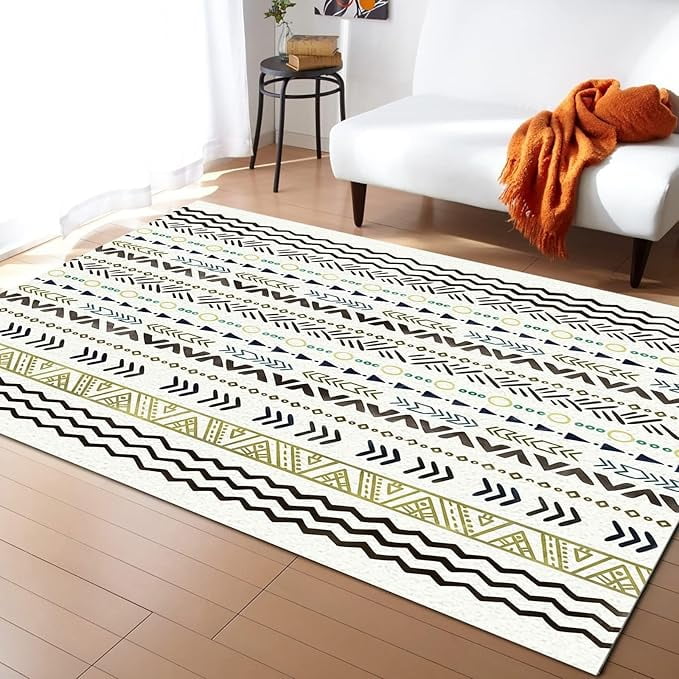 Colorful Boho Geometric Area Rugs Boho Elegant Lines Minimalist Living