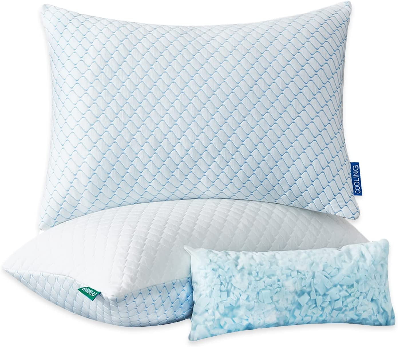 Cooling Bed Pillows For Sleeping 2 Pack Shredded Memory Foam