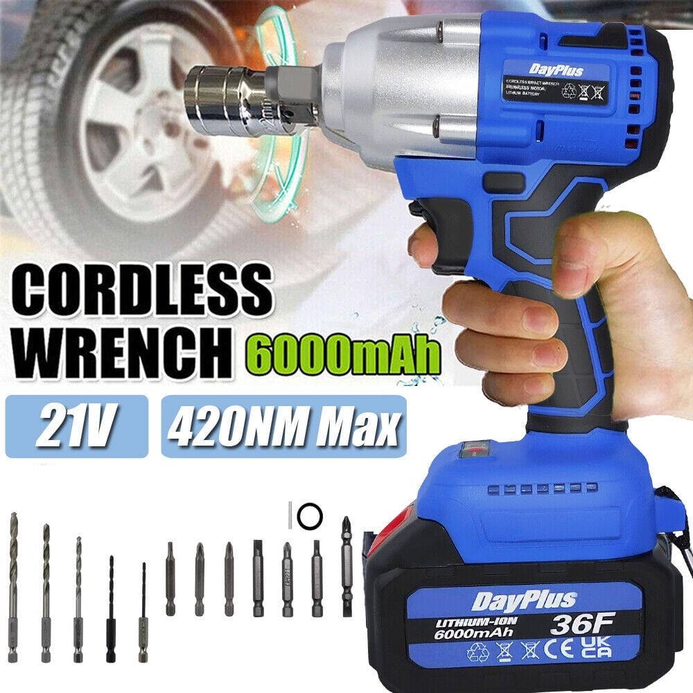 Cordless Electric Impact Wrench Gun High Power Driver With Li Ion