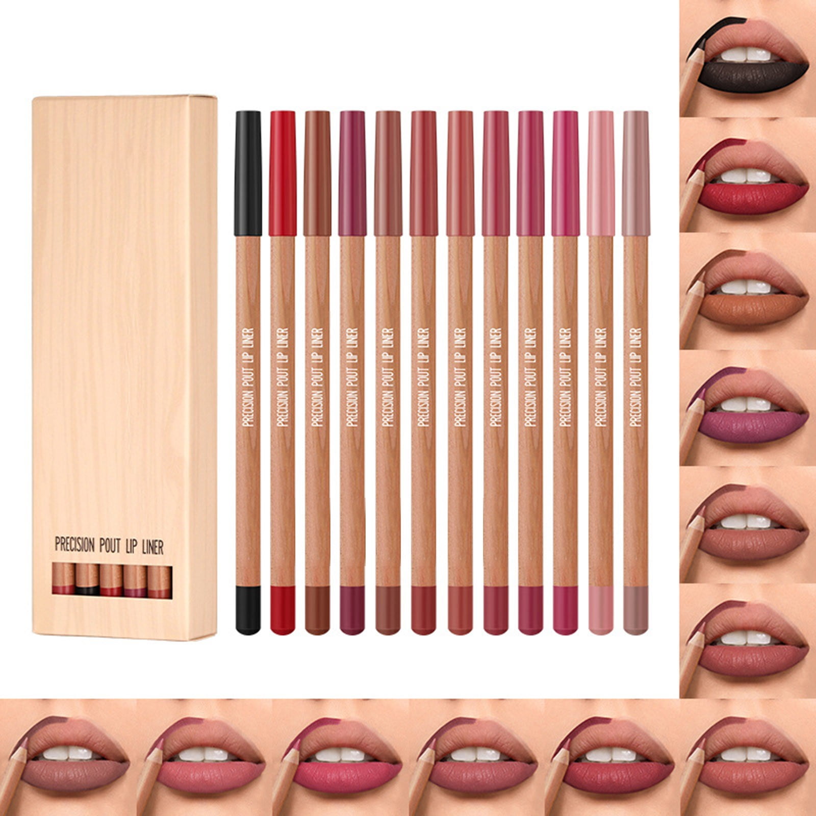 Cptfadh Labial Line Lip Color Lipstain Lip Liner Stain 12 Colors Of