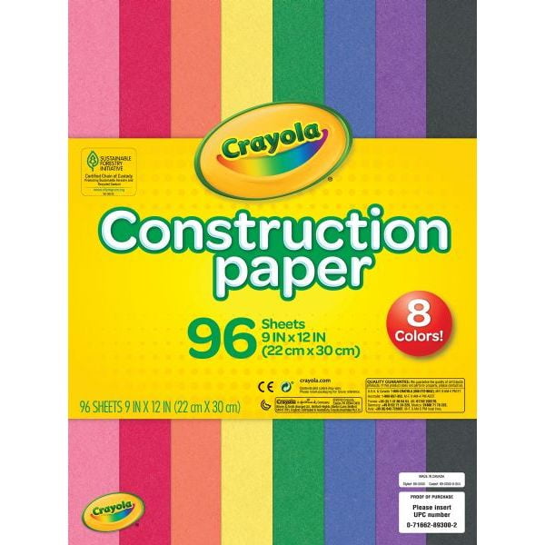 Crayola 96 Count Construction Paper Great for Crafting Projects - supplies for summer youth programs