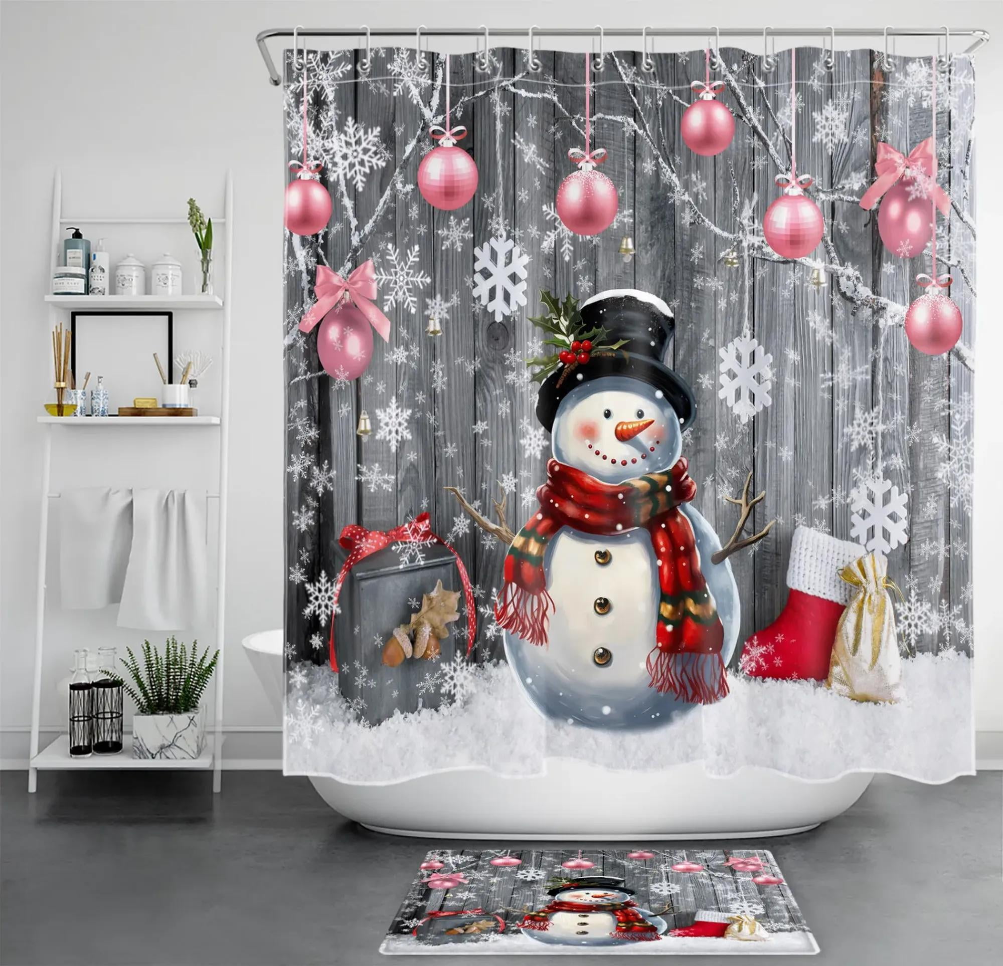 Create A Winter Wonderland In Your Bathroom With Pink Snowman And