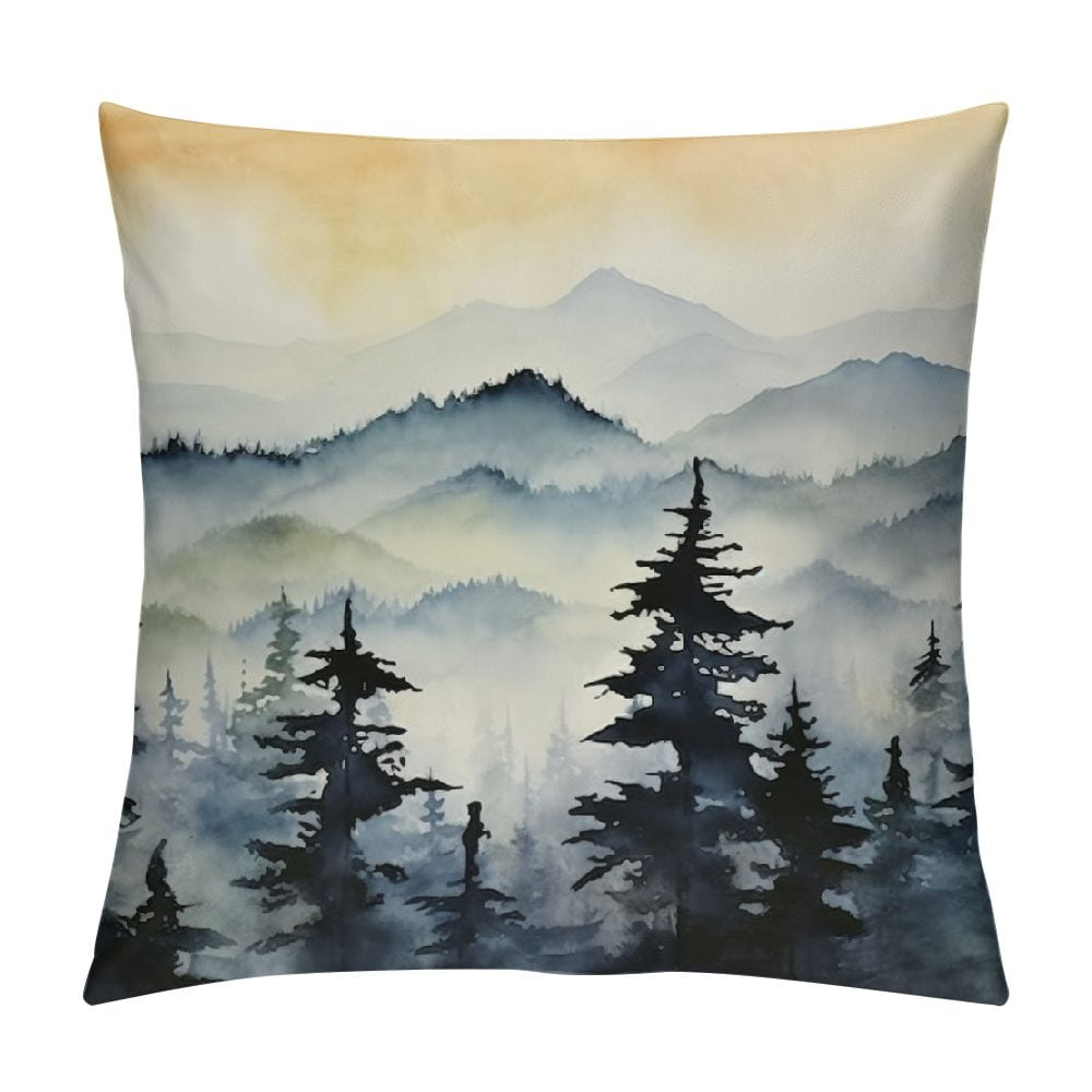 Creowell Forest Throw Pillow Cushion Case Watercolor Painting Of