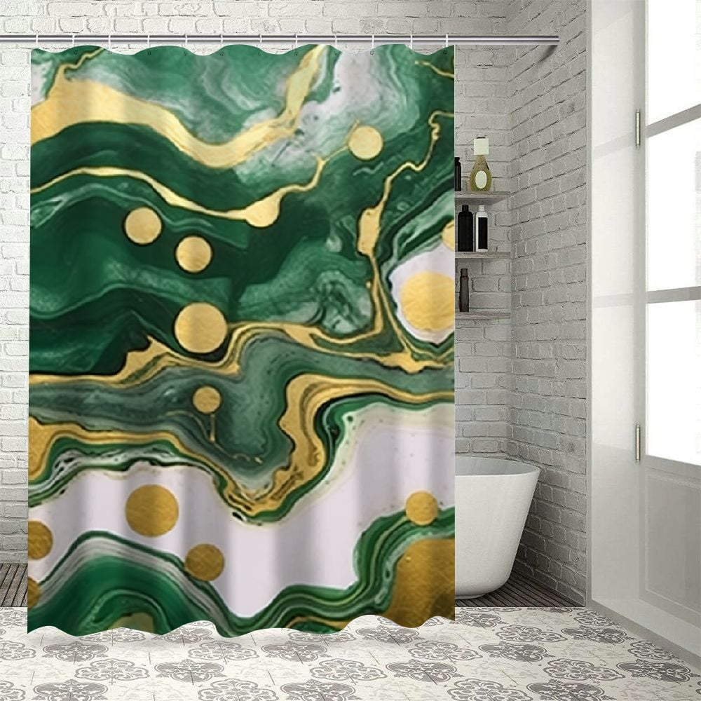 Creowell Marble Abstract Painting Shower Curtain Set With Hooks