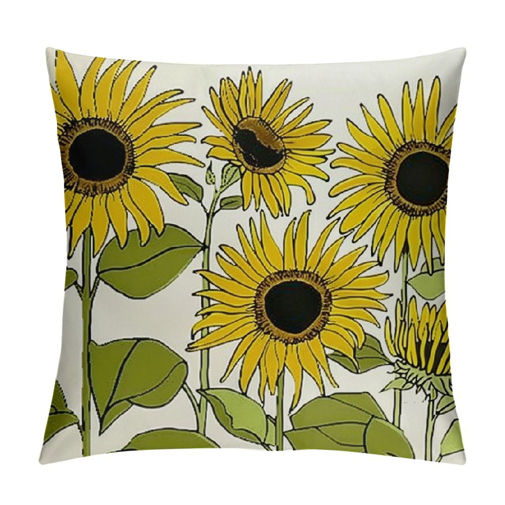 Creowell Sunflower Throw Pillow Covers Summer Pillow Cover Hello