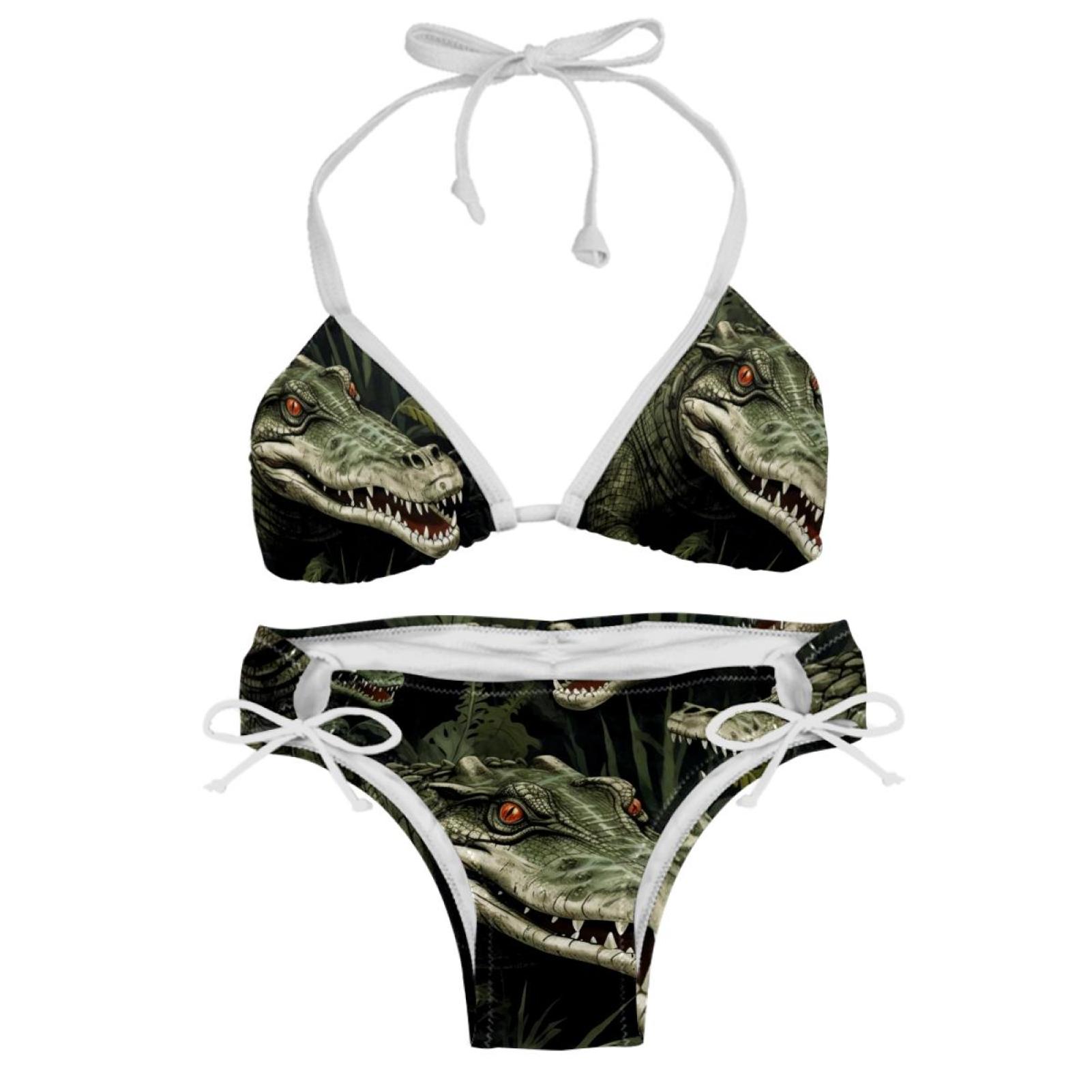 Crocodile Detachable Sponge Adjustable Strap Bikini Set Two Pack
