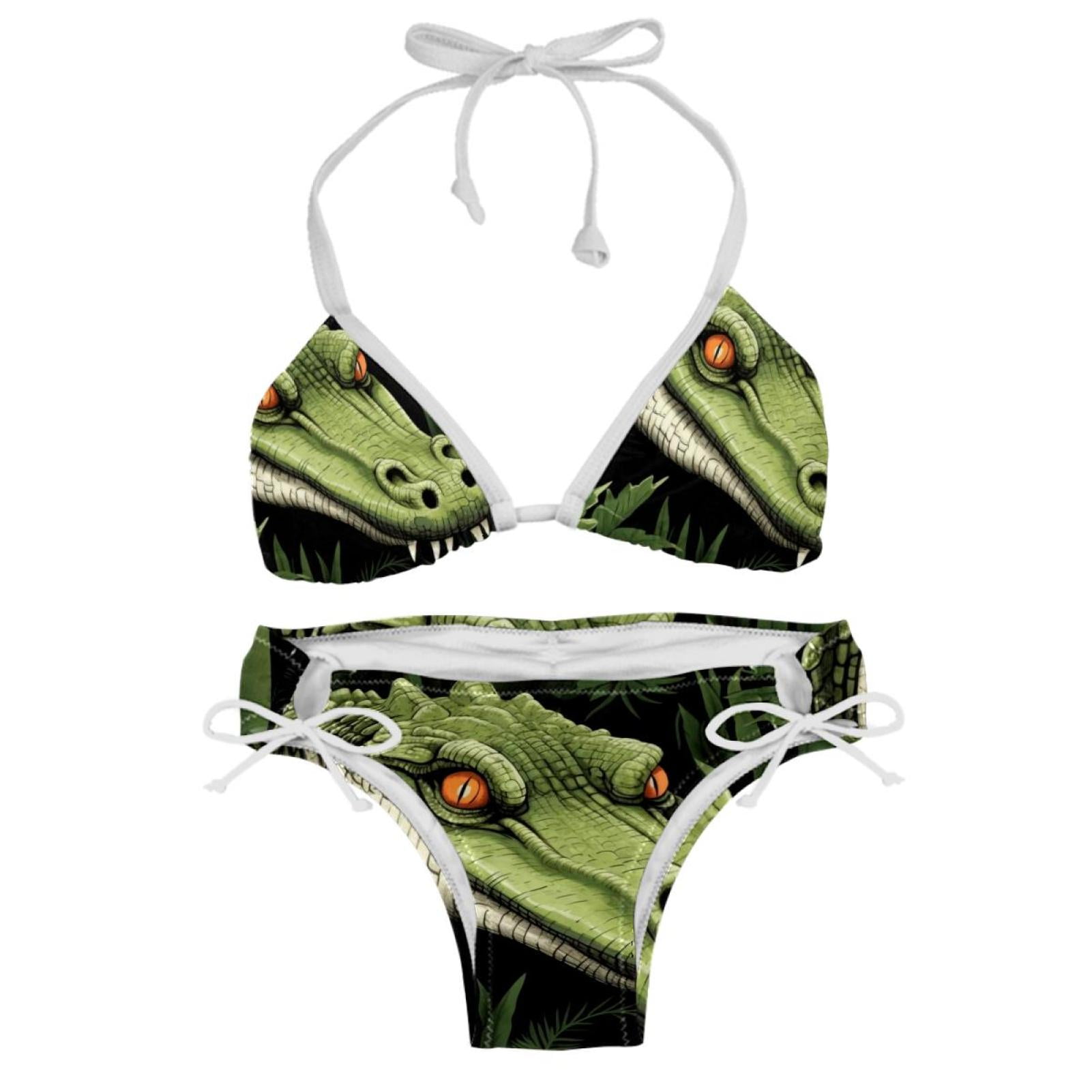 Crocodile Stylish Bikini Set With Detachable Sponge Adjustable Strap