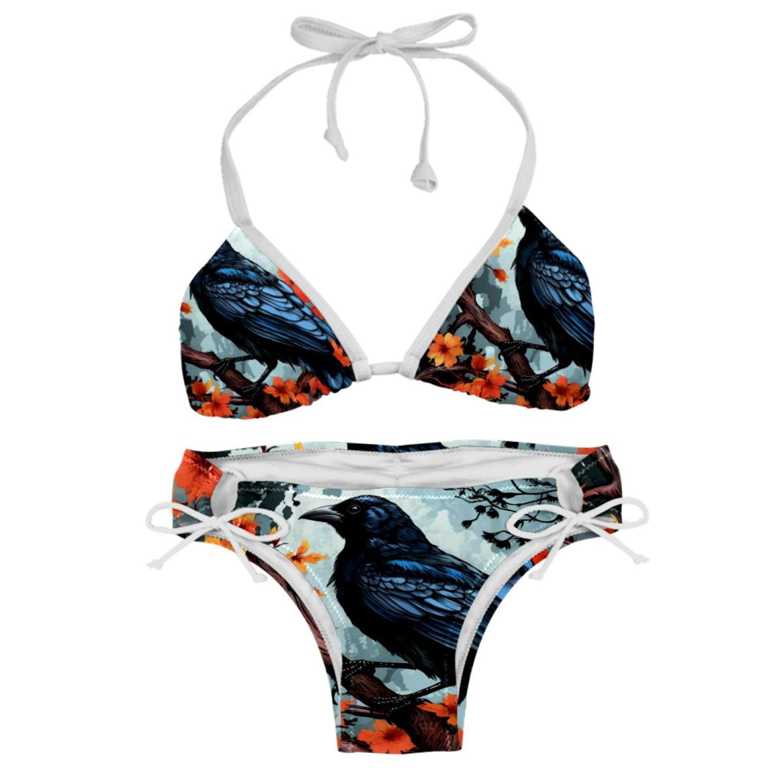 Crow Bikini Set With Detachable Sponge Adjustable Strap Two Pack