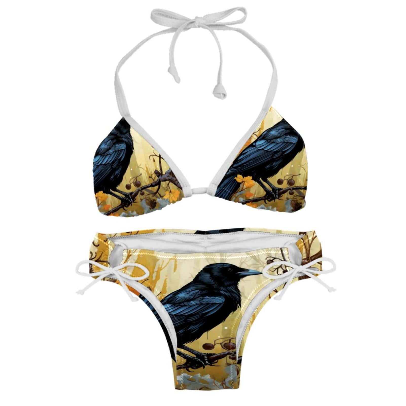 Crow Women S Bikini Set With Detachable Sponge And Adjustable Strap