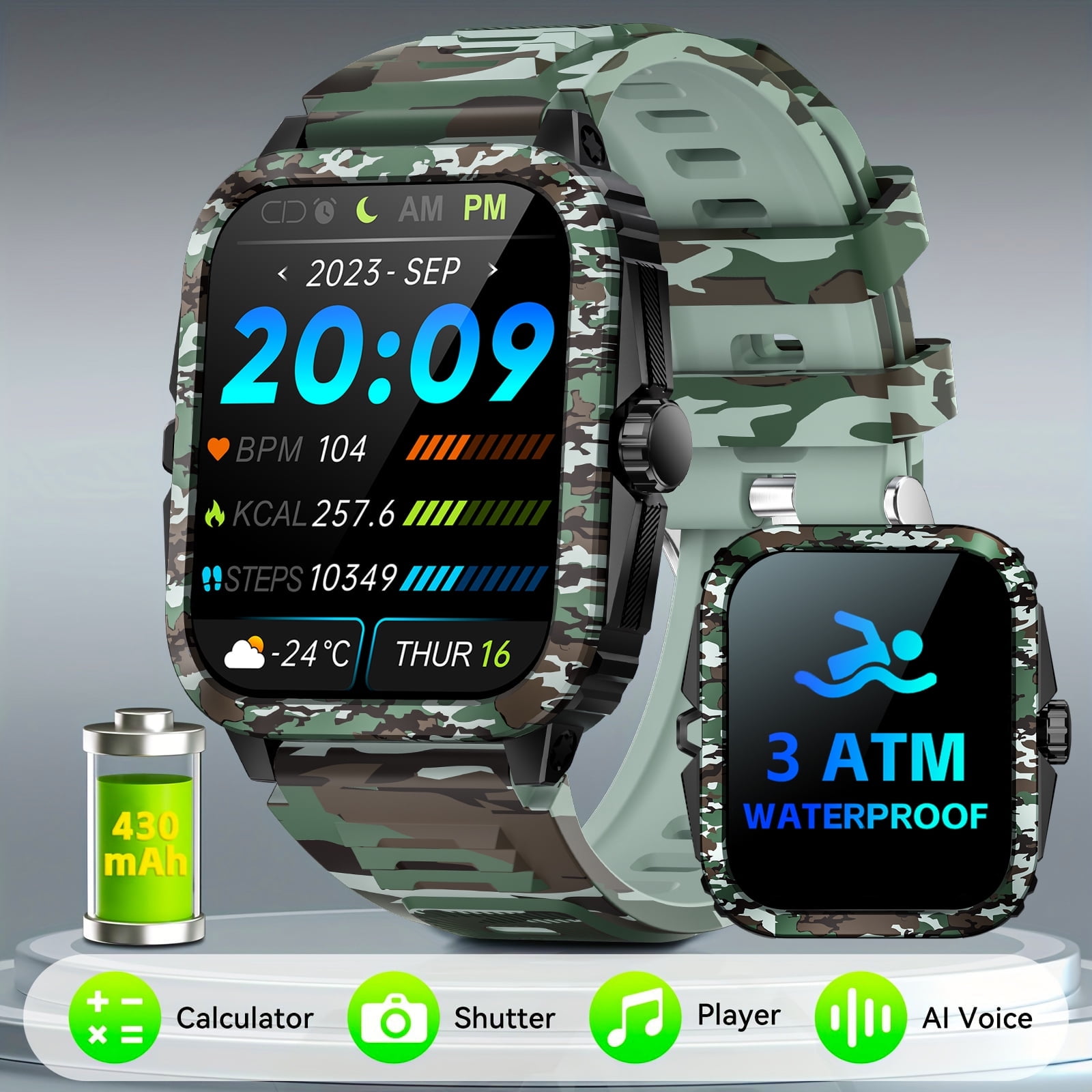 Cyberdyer Military Smart Watches For Men Make Answer Calls With Atm