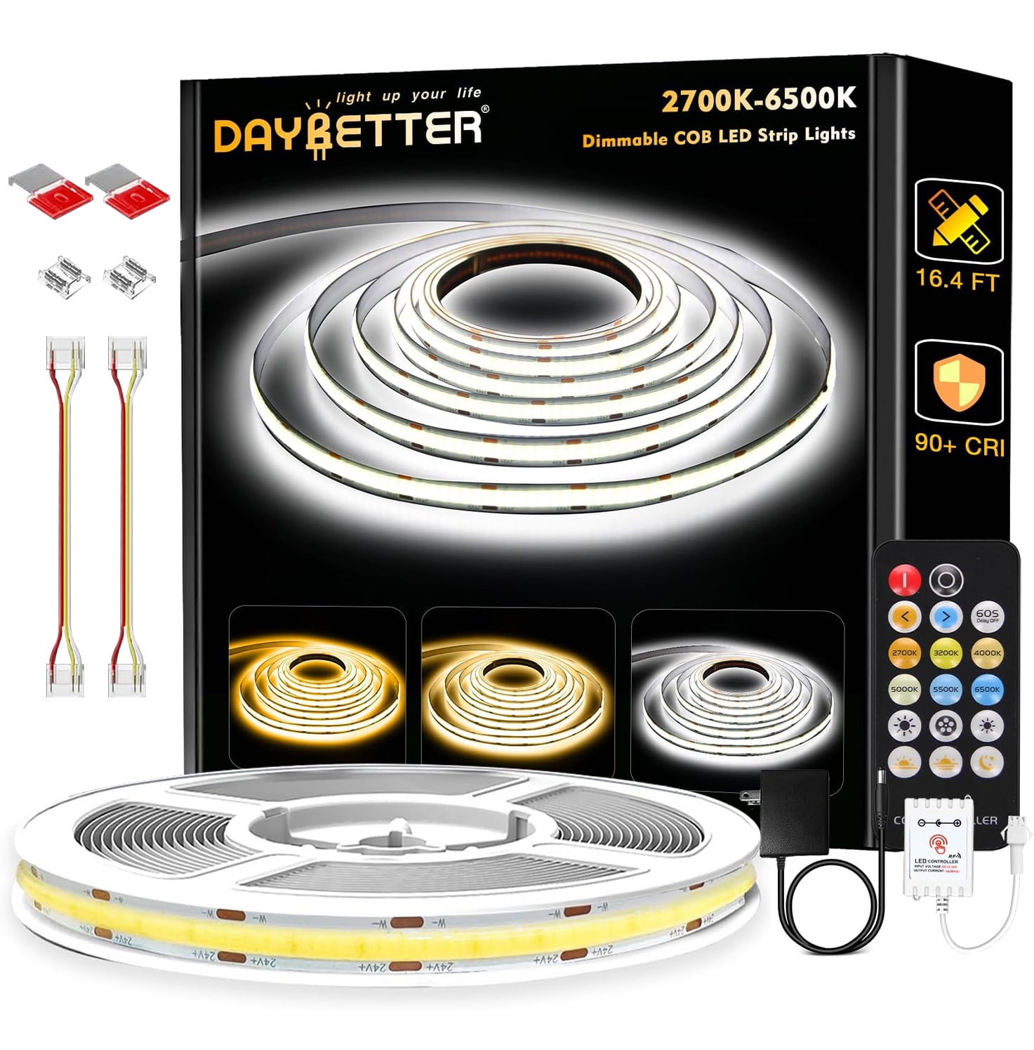 Daybetter Cob Led Strip Lights With Leds Tunable White K