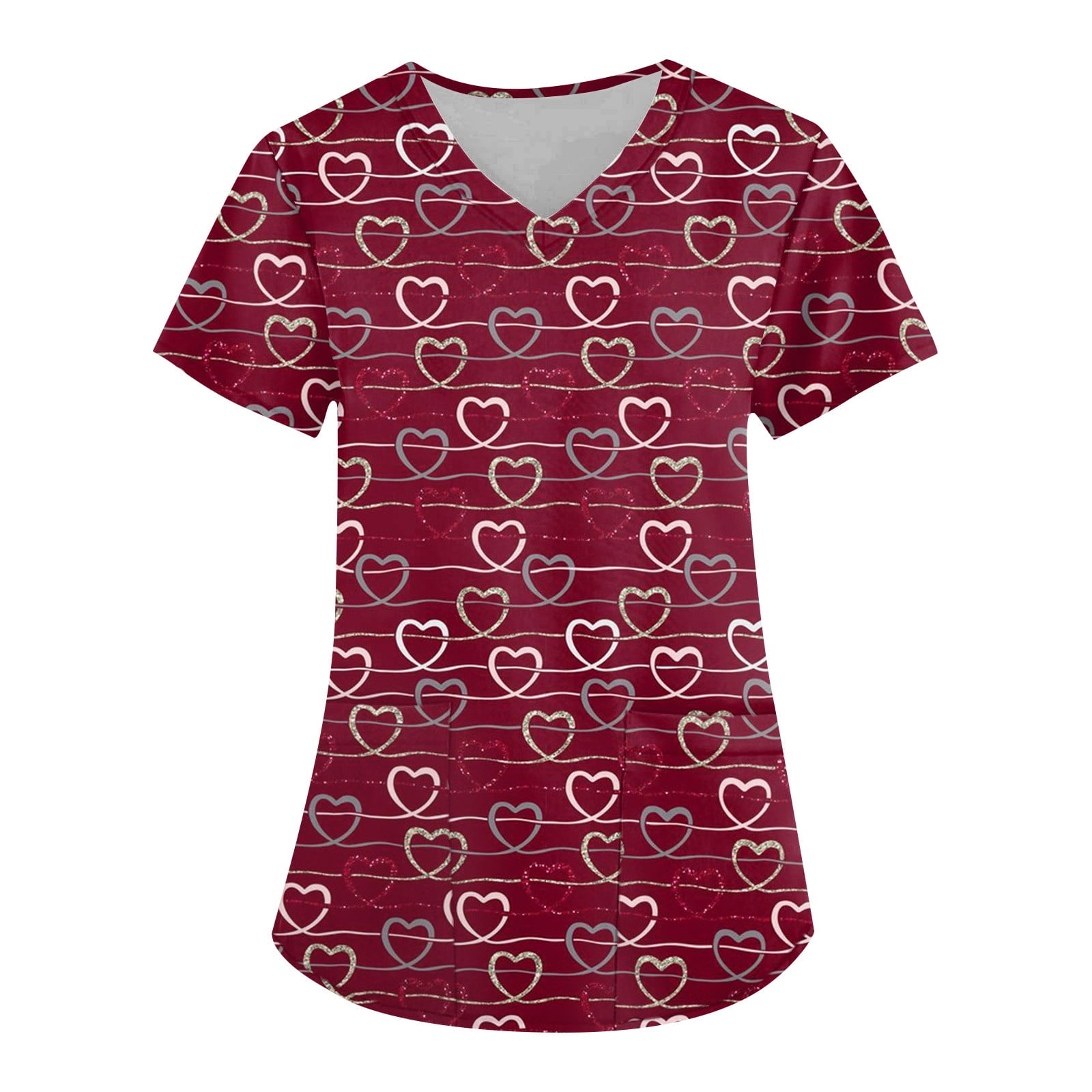 Dengdeng Valentine S Day Scrubs For Women Plus Sizes Top Love Heart