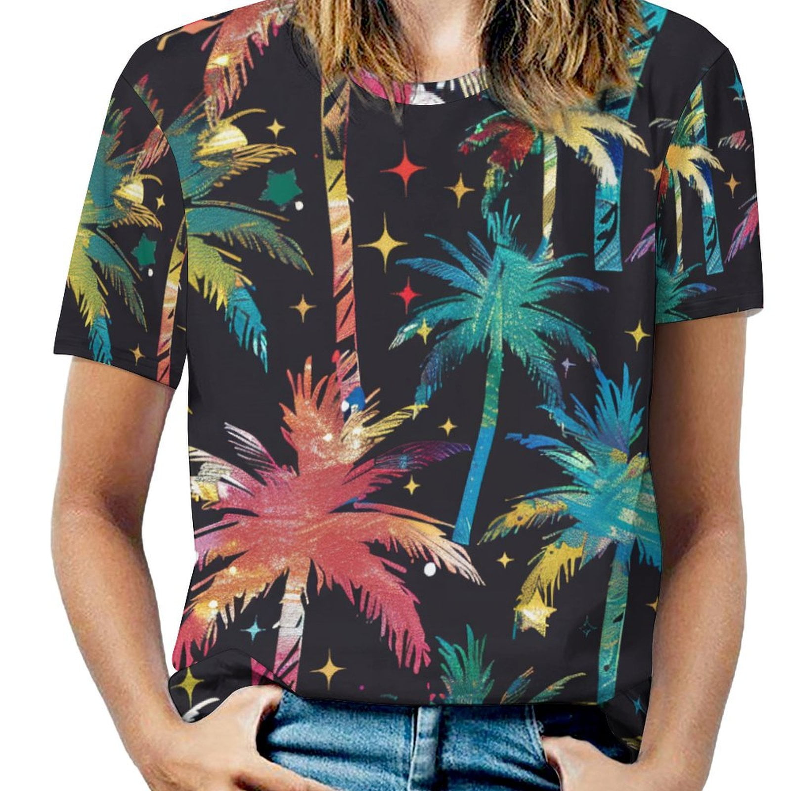 DNAGSBBSN Gleaming Palm Trees 275 Full Print Graphic T Shirts Short