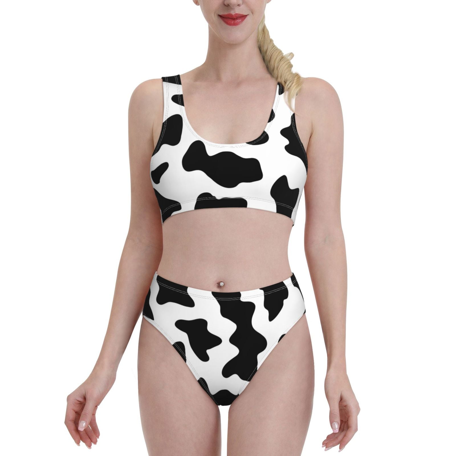 Daiia Milk Cow Women S Bikini Swimsuit Two Piece Swimsuit High Waisted