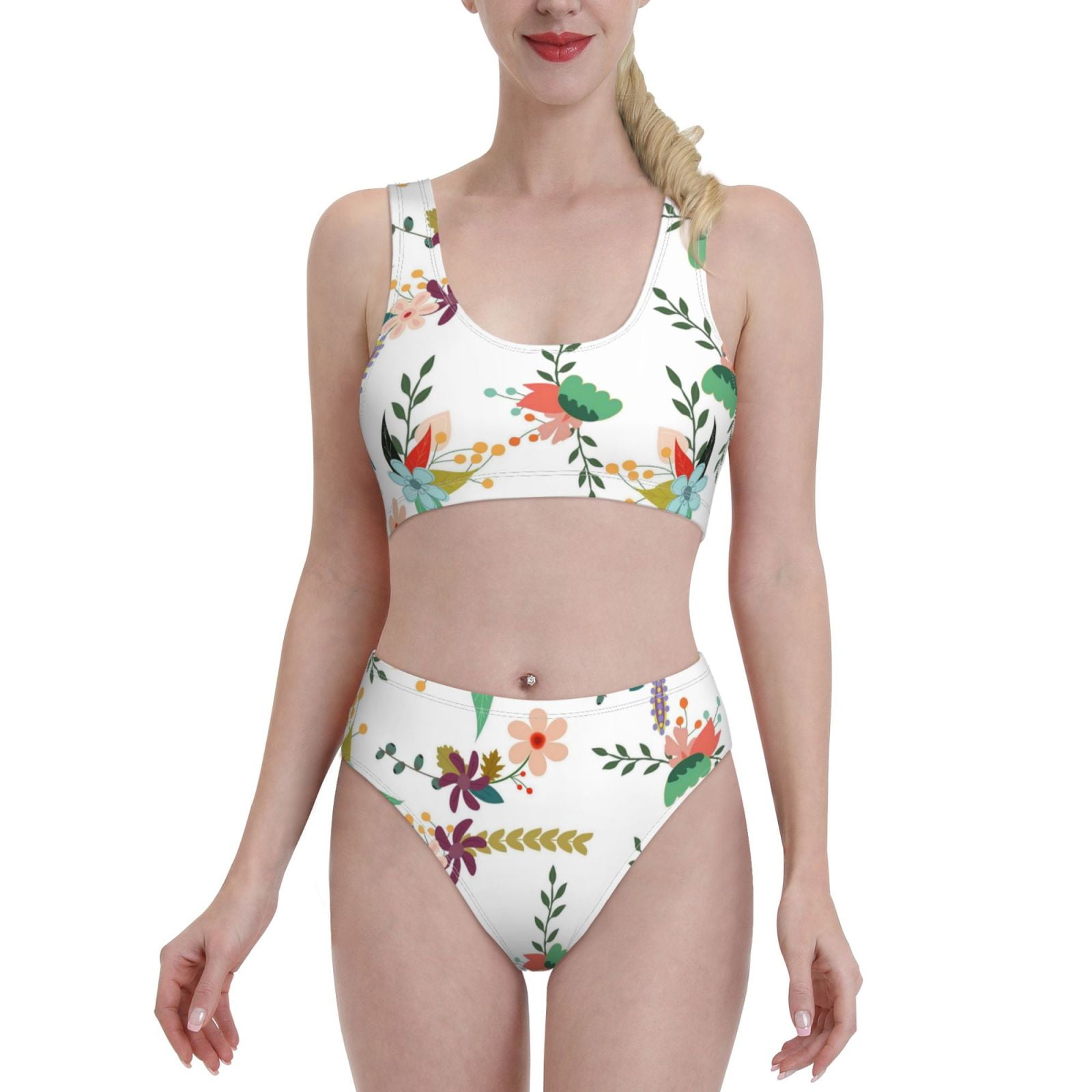 Daiia Pretty Floral With Leaves Women S Bikini Swimsuit Two Piece