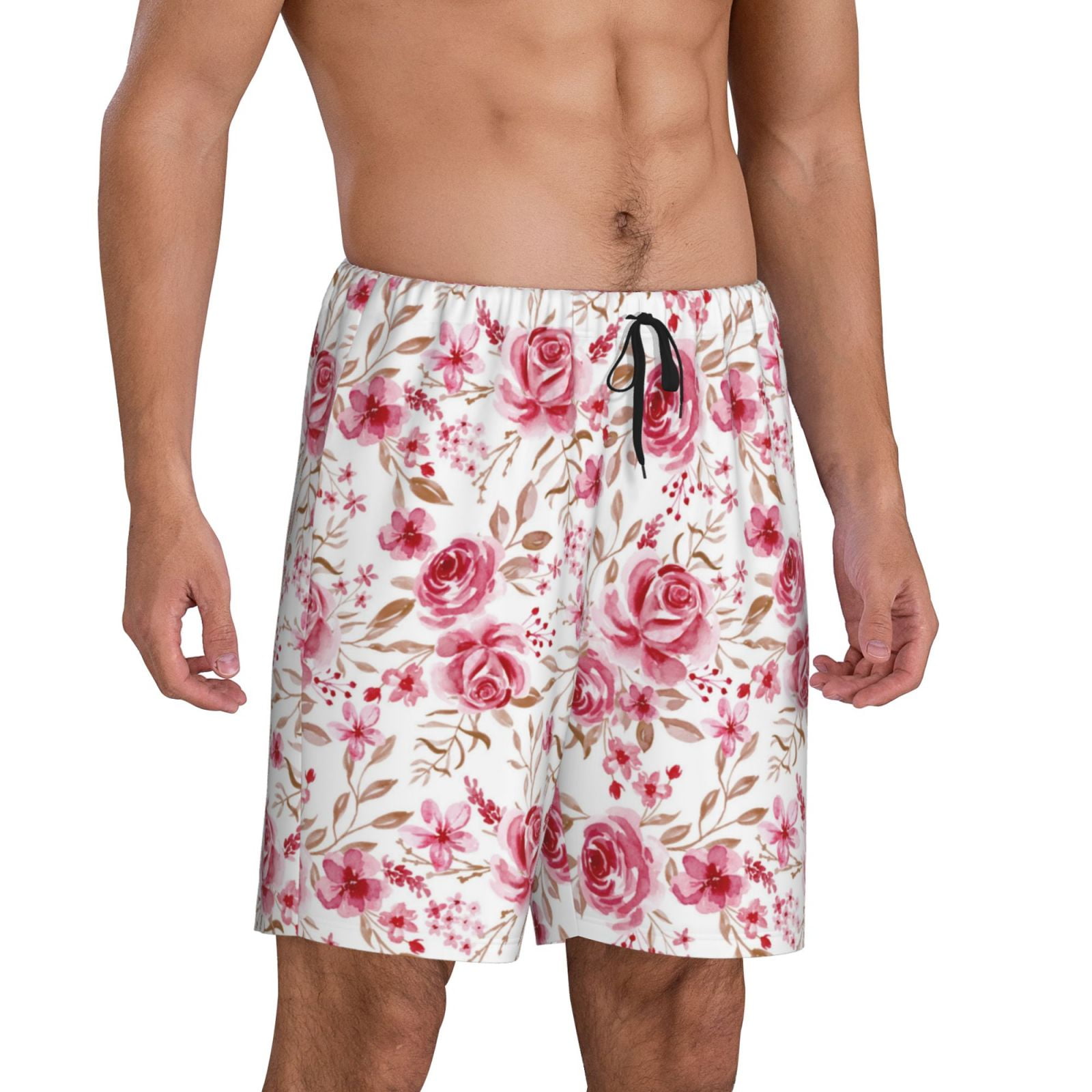 Daiia Rose Flowers Mens Woven Stretch Pajama Short Short Pajama Pants X