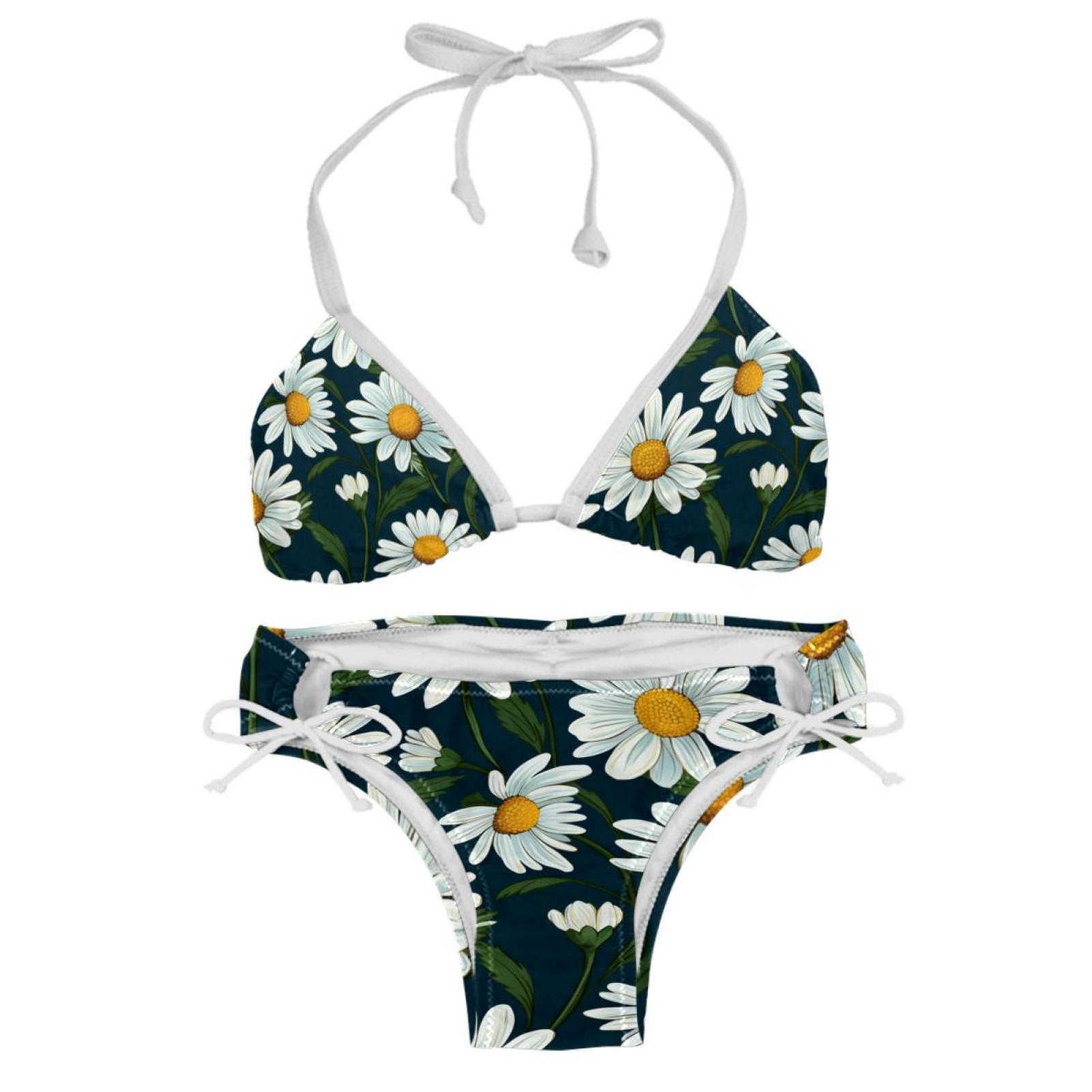 Daisy Detachable Sponge Adjustable Strap Bikini Set Two Pack