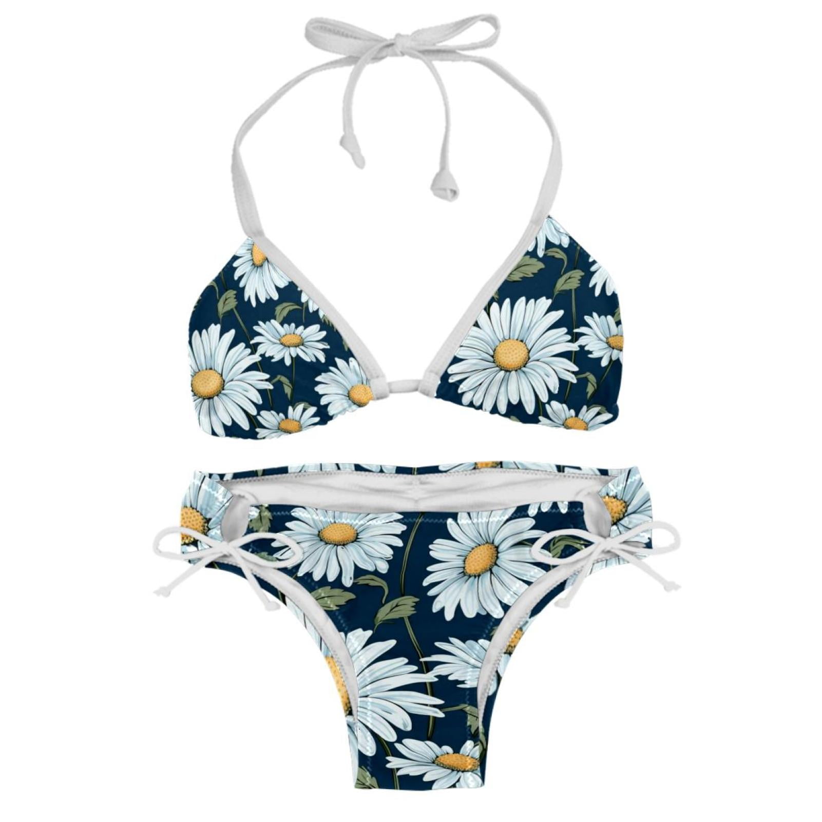 Daisy Detachable Sponge Adjustable Strap Bikini Set Two Pack