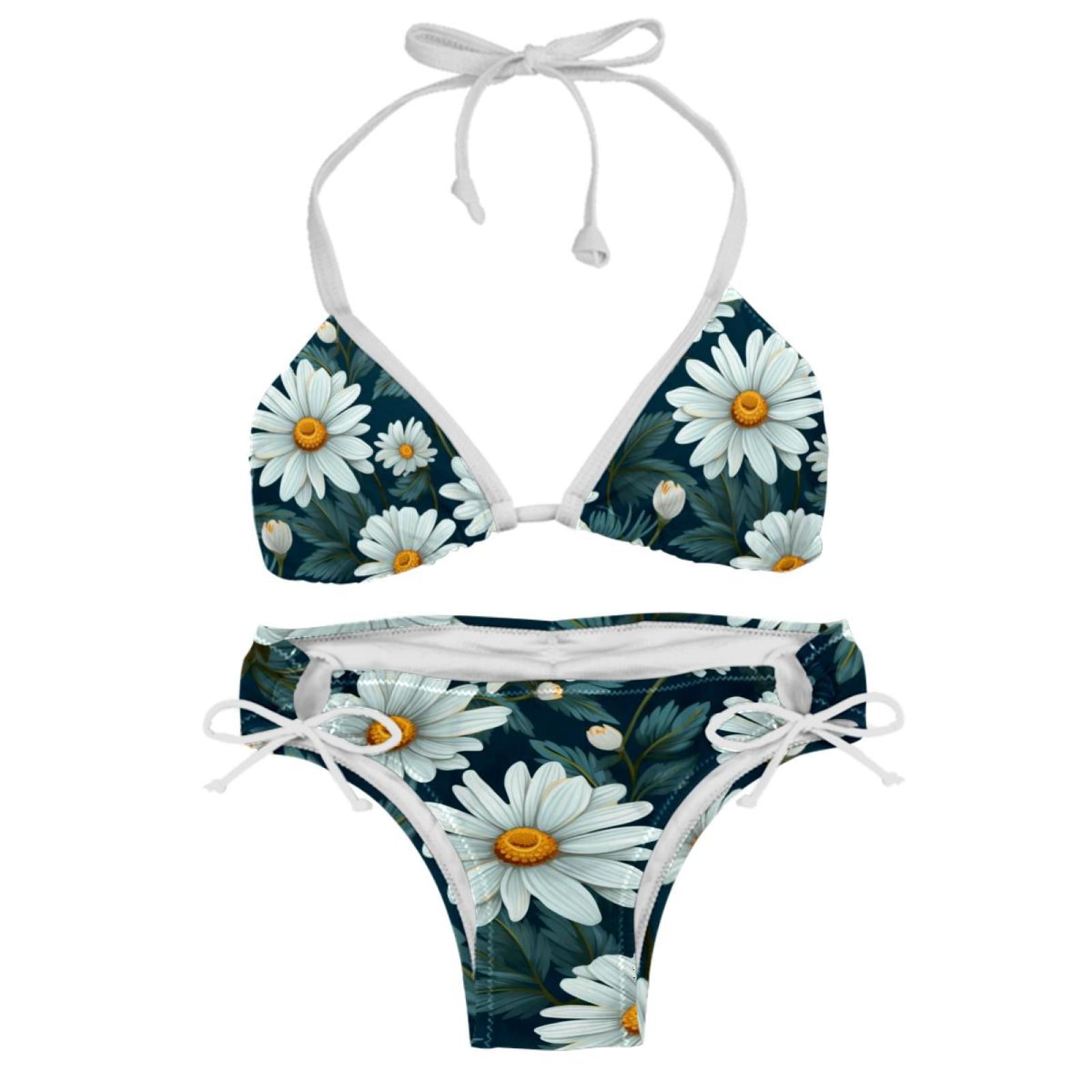 Daisy Swim Wear Detachable Sponge Adjustable Strap Bikini Set Two Pack