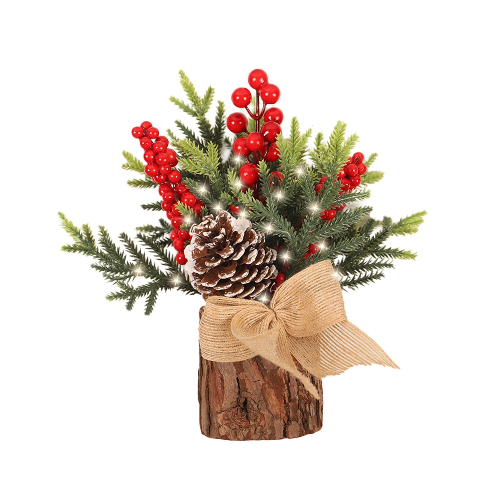 Dengmore LED Artificial Christmas Tree With Red Berries Lighted