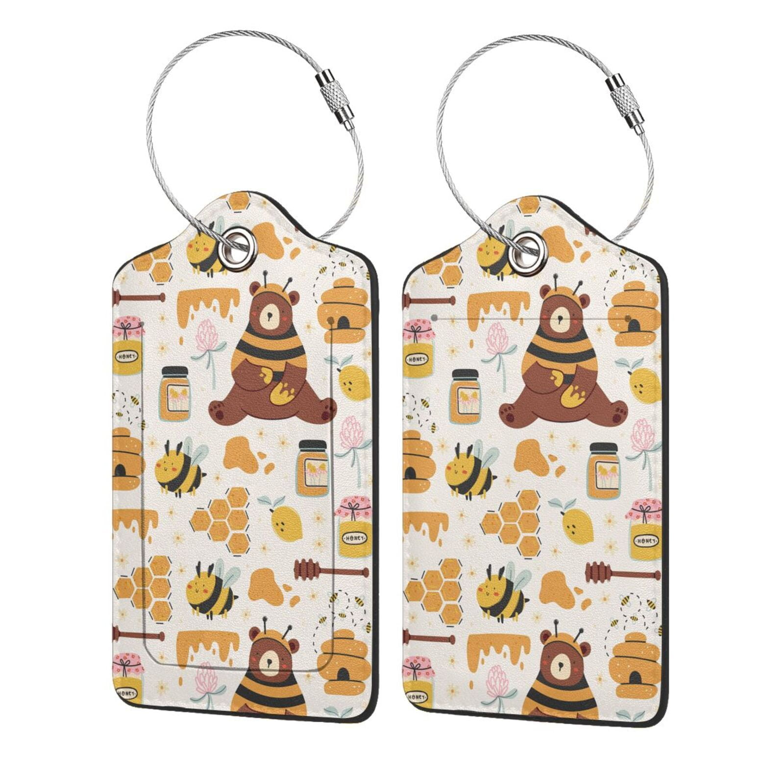 Disketp Pcs Luggage Tag For Suitcase Cute Bee Honey Jar Hive Bear