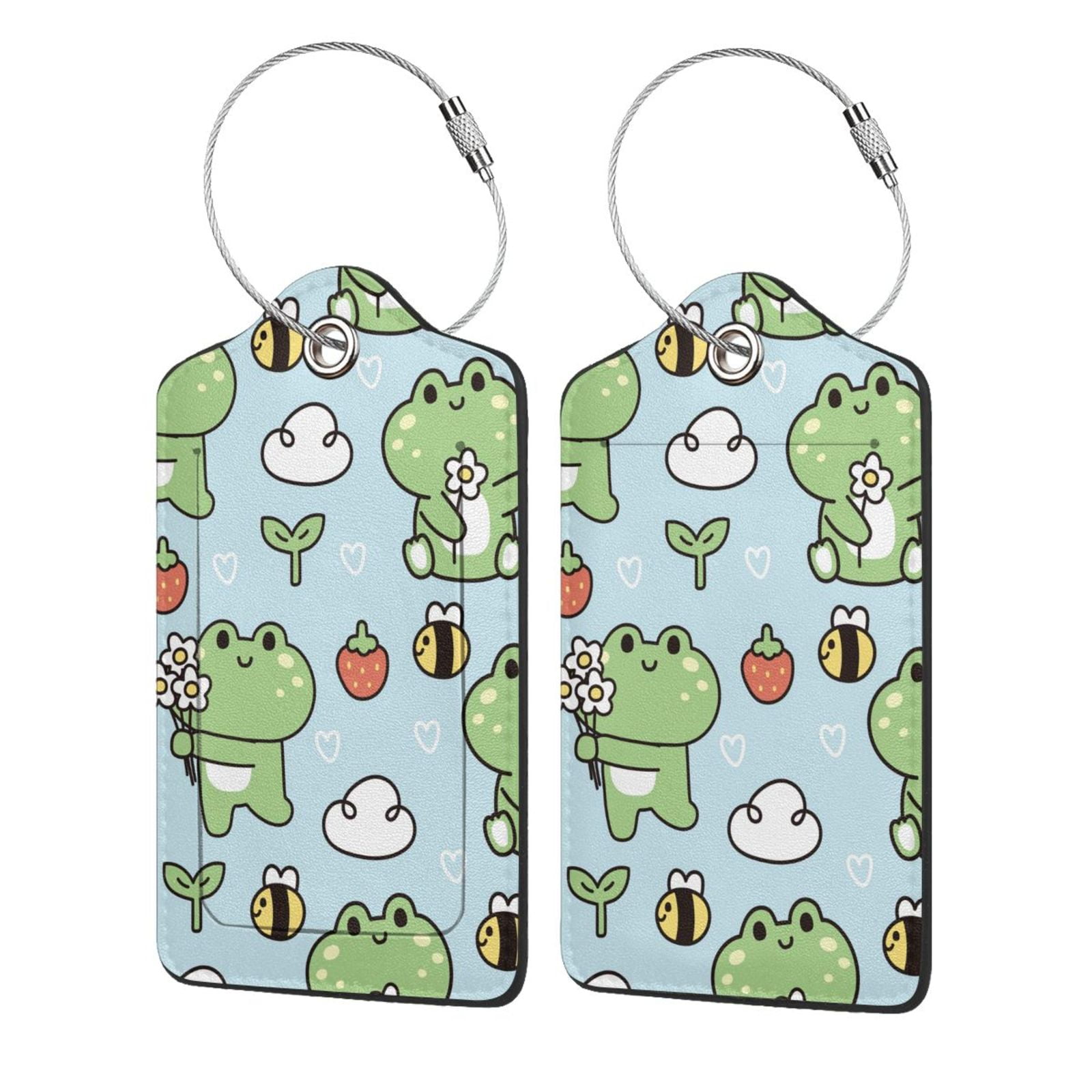 Disketp Pcs Luggage Tag For Suitcase Cute Floral Frog Leather Baggage