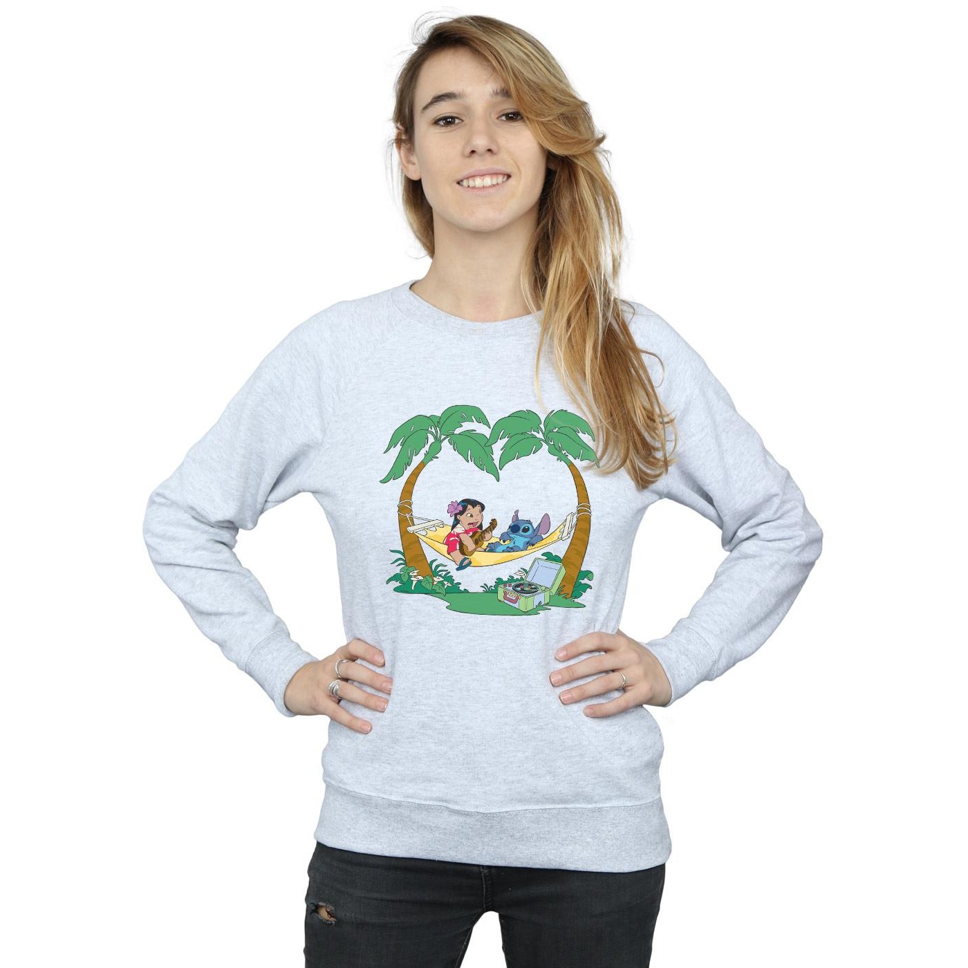 Disney Womens Lilo And Stitch Play Some Music Sweatshirt Walmart