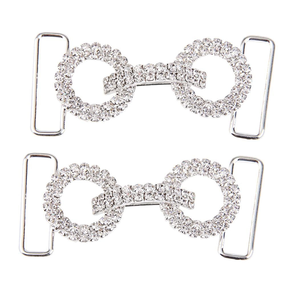 Double Crystal Rhinestone Bikini Connector Metal Buckle Swimsuit