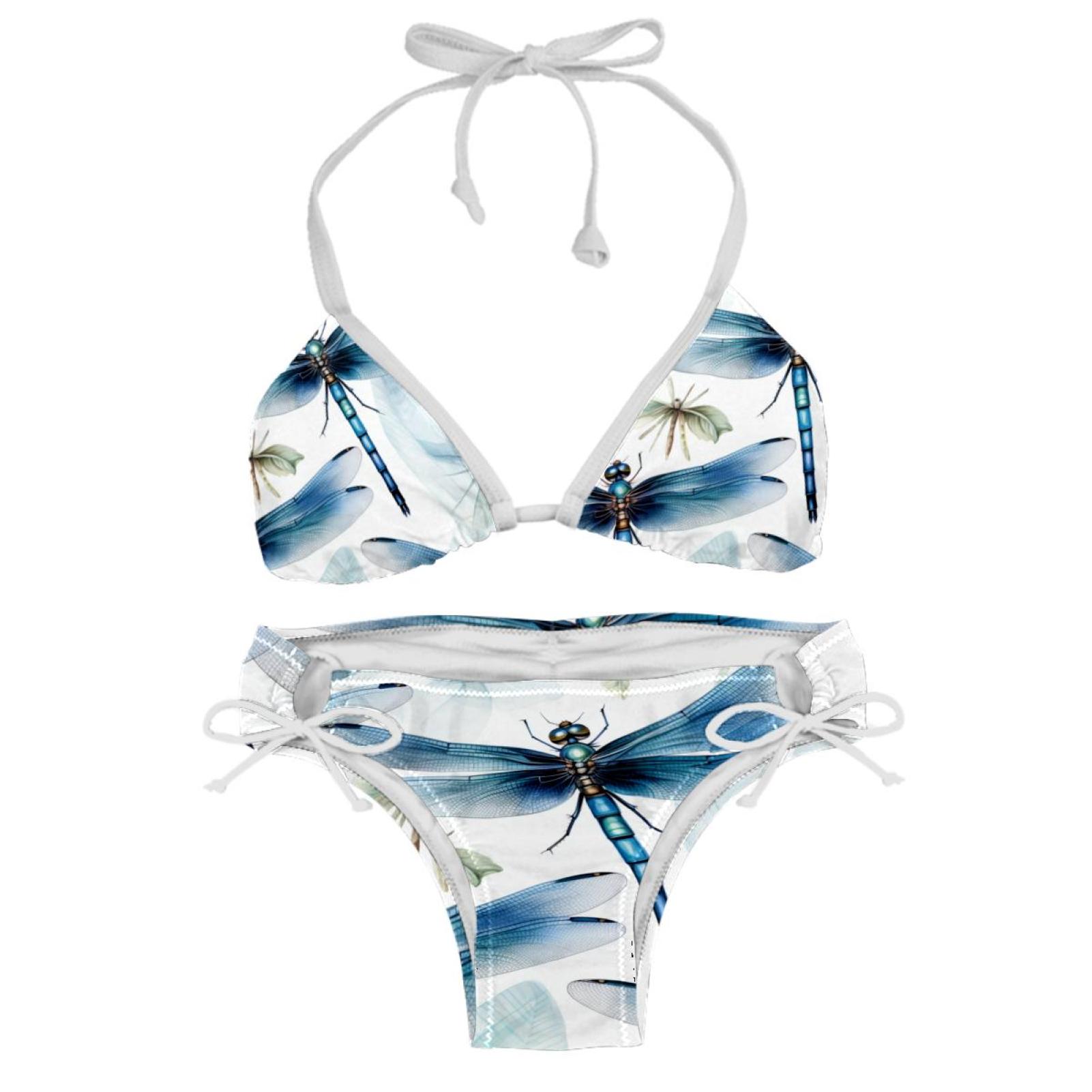 Dragonfly Detachable Sponge Adjustable Strap Bikini Set Two Pack